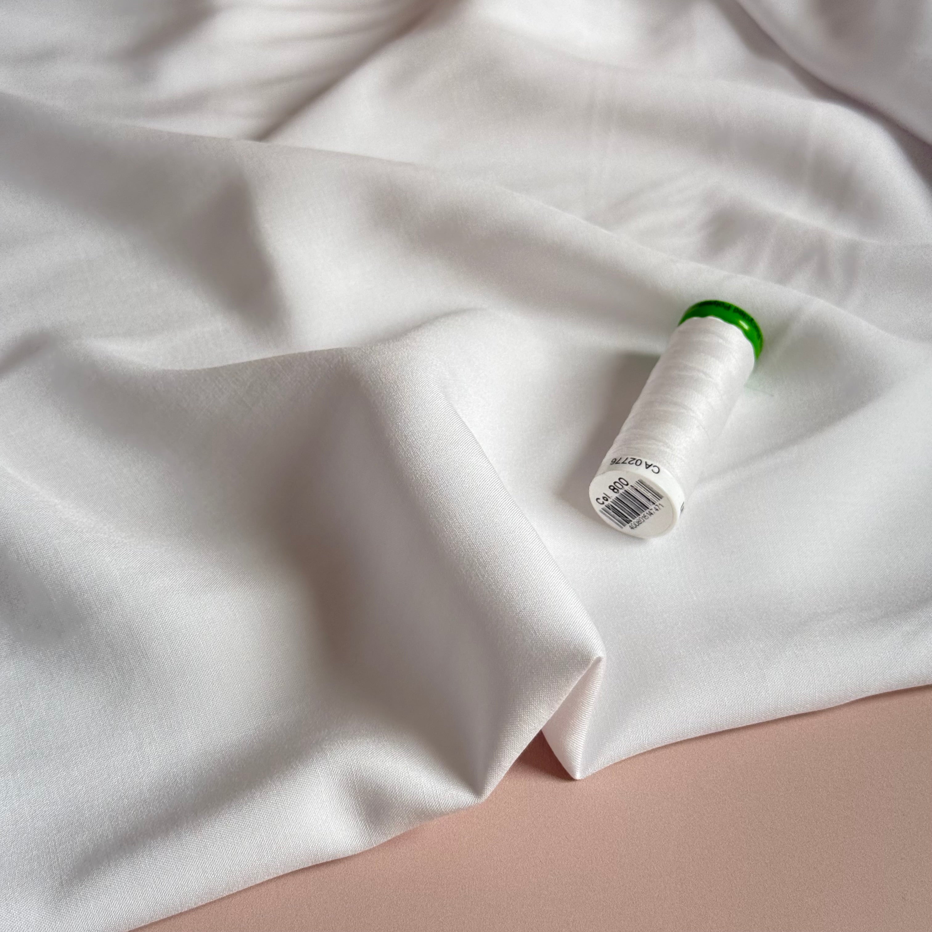 Elegance White Plain ECOVERO Viscose Fabric