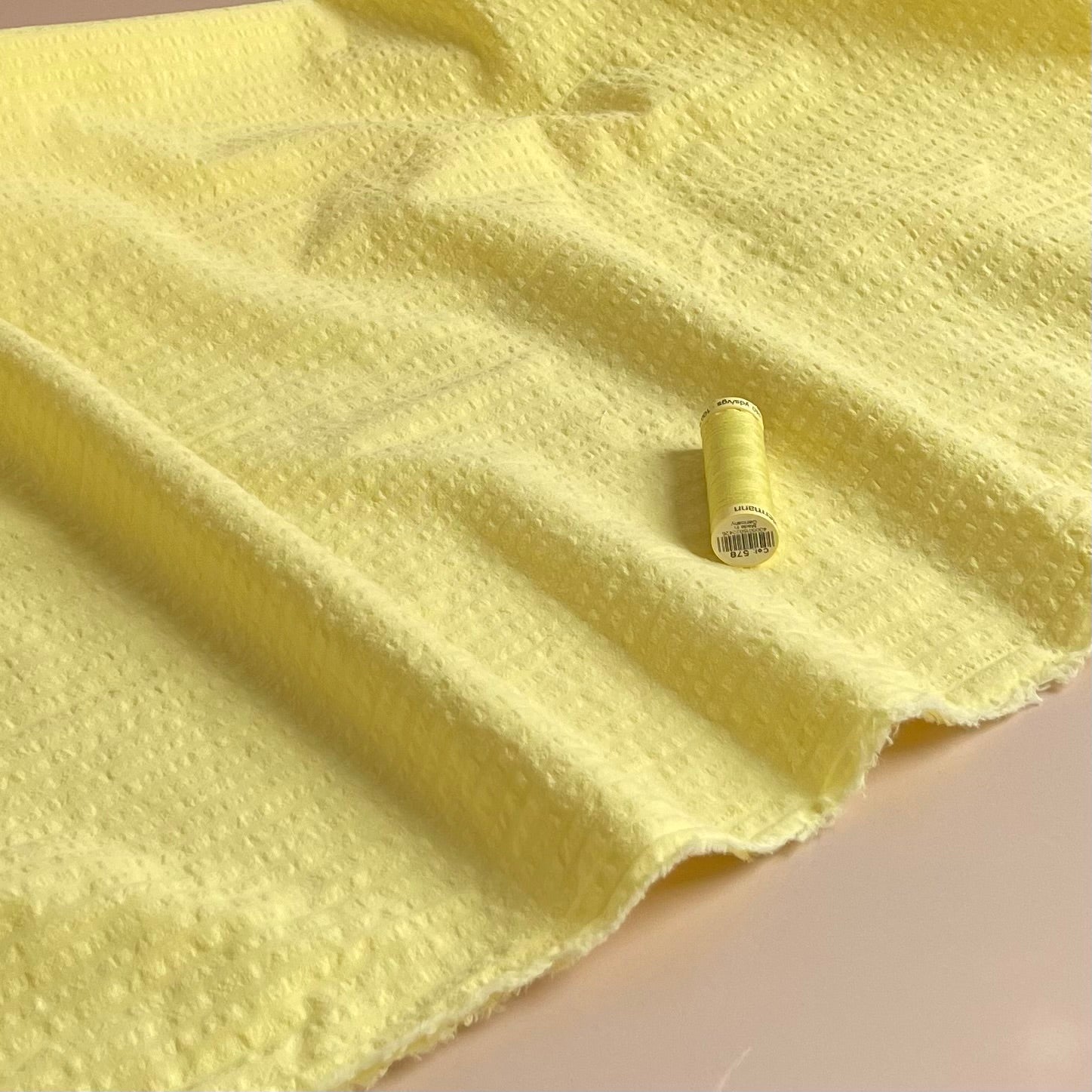Yellow Bubble Stripe Cotton Seersucker Fabric