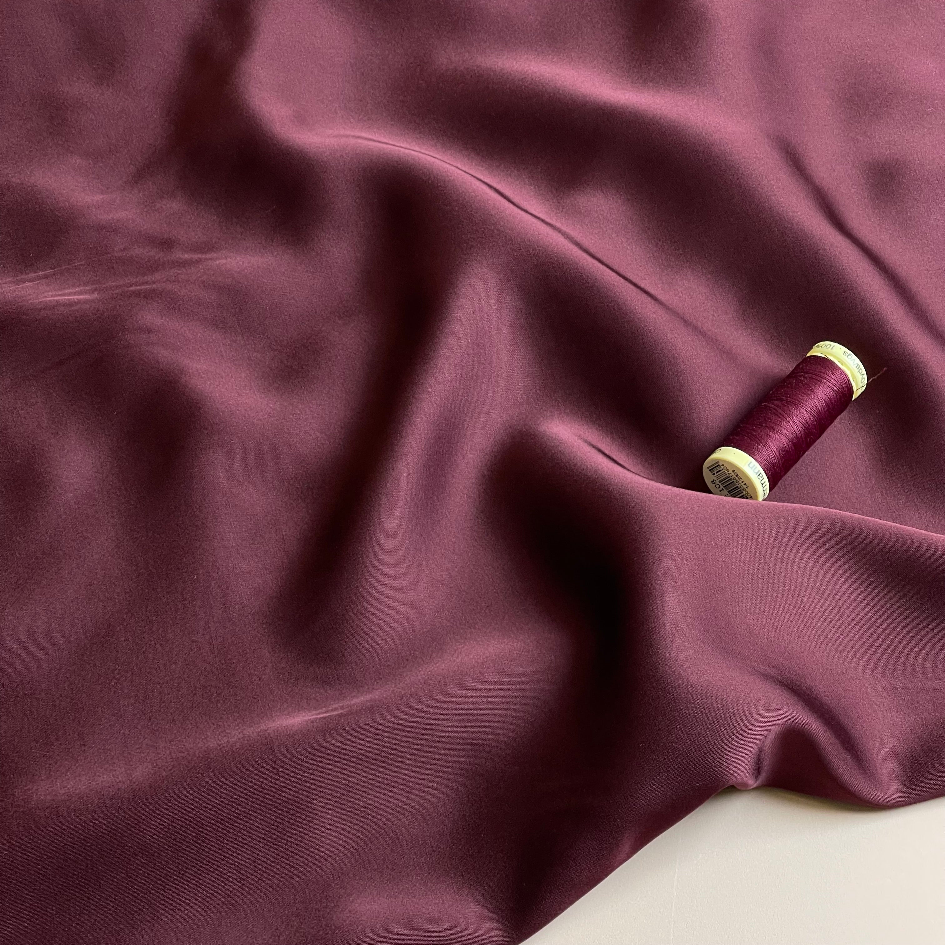 Wine Red Solid Viscose Sateen Fabric