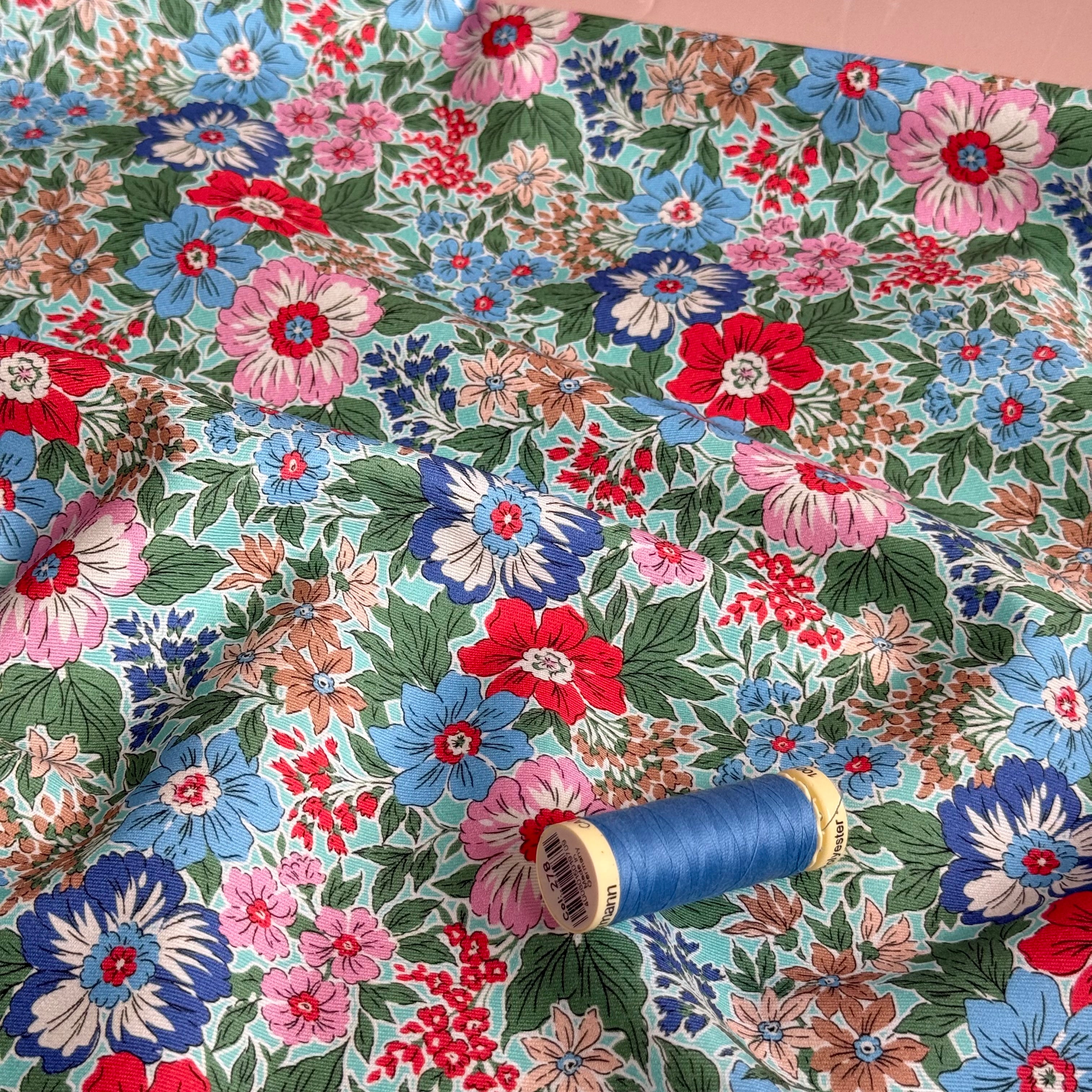 Spring Meadow Mint Canvas Gabardine Twill