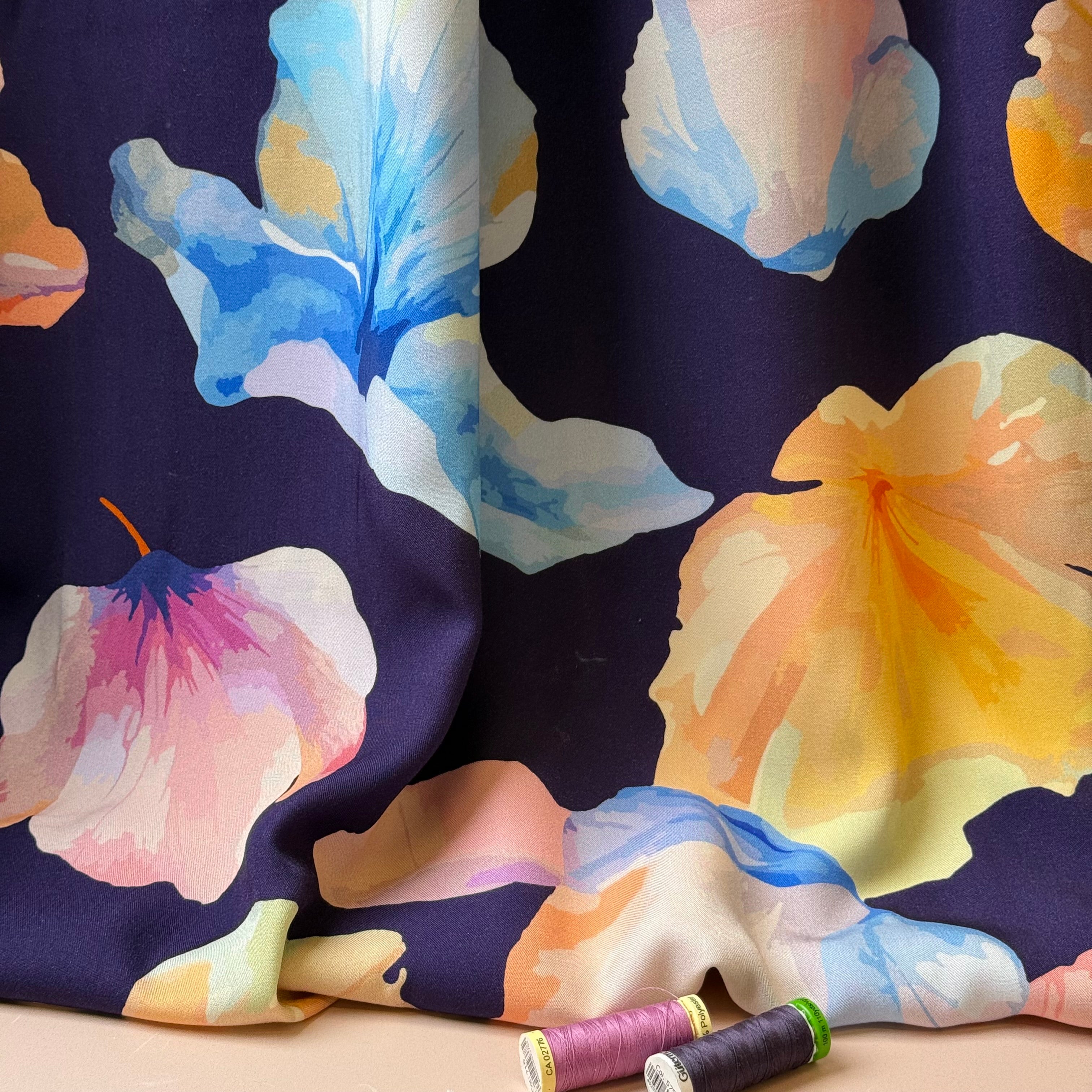 Light & Lush - Floating Flowers Viscose Twill Fabric