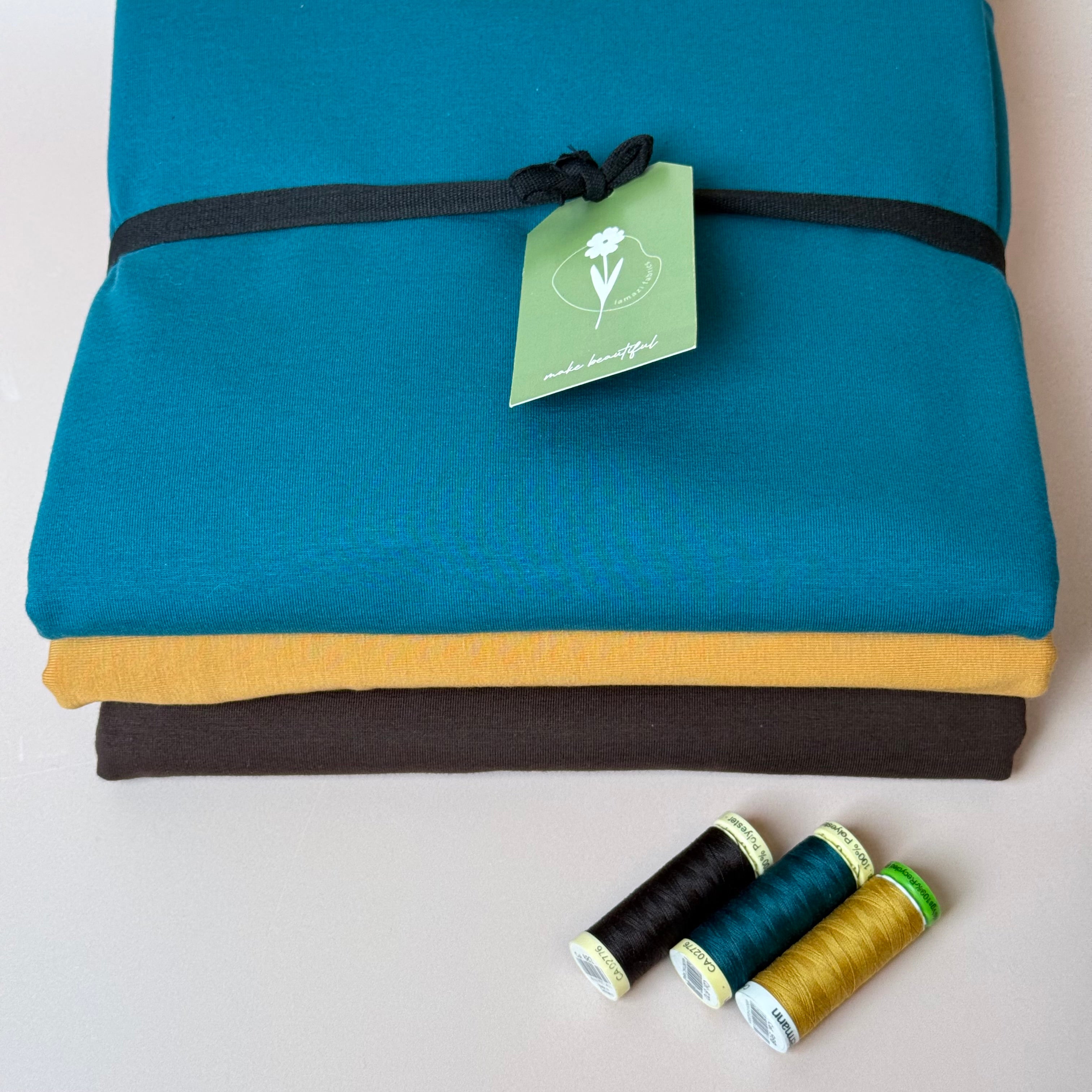 Colour Bundles - Brown & Teal Essential Chic Cotton Jersey Fabrics