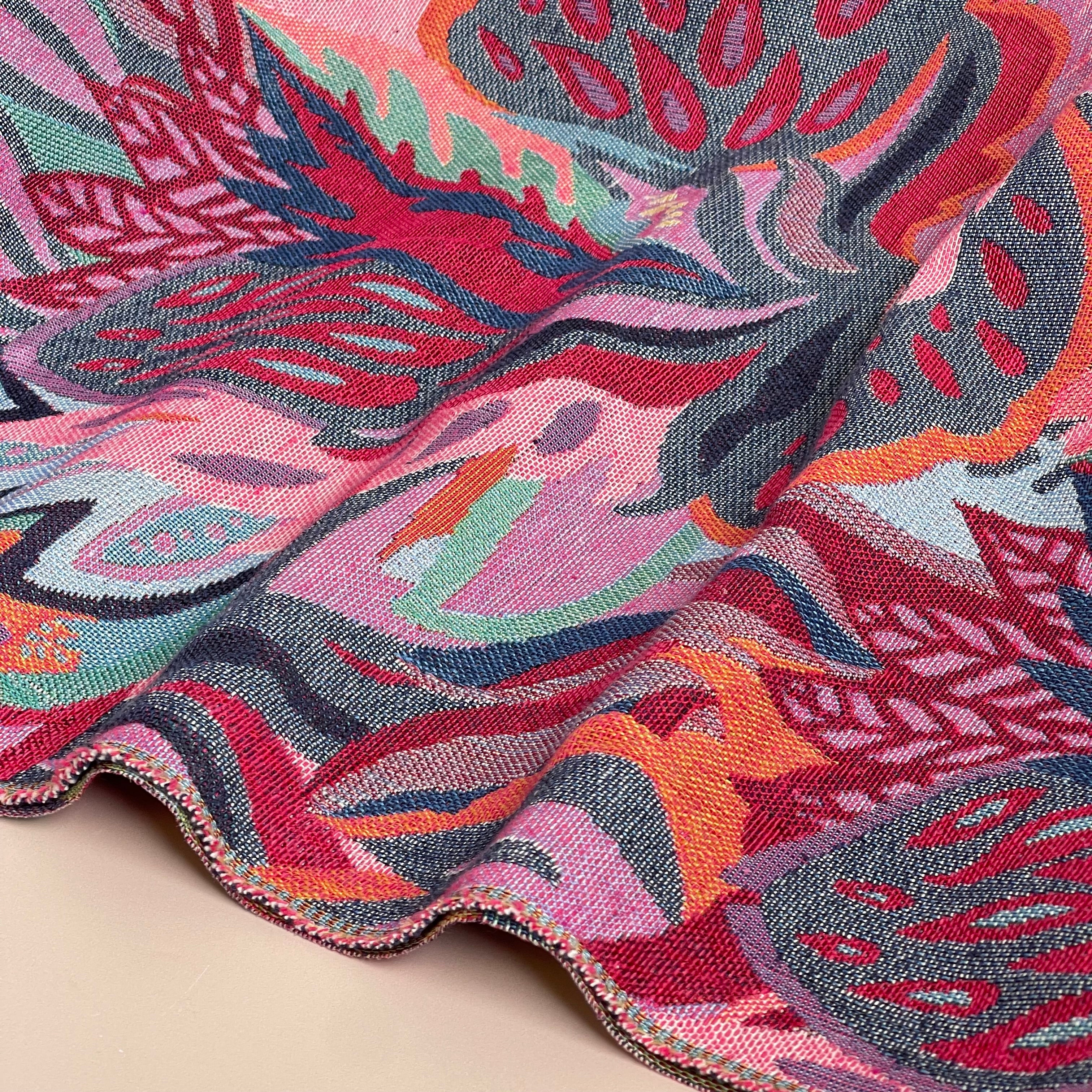 Graphic Floral Art Reversible Gobelin Jacquard Fabric