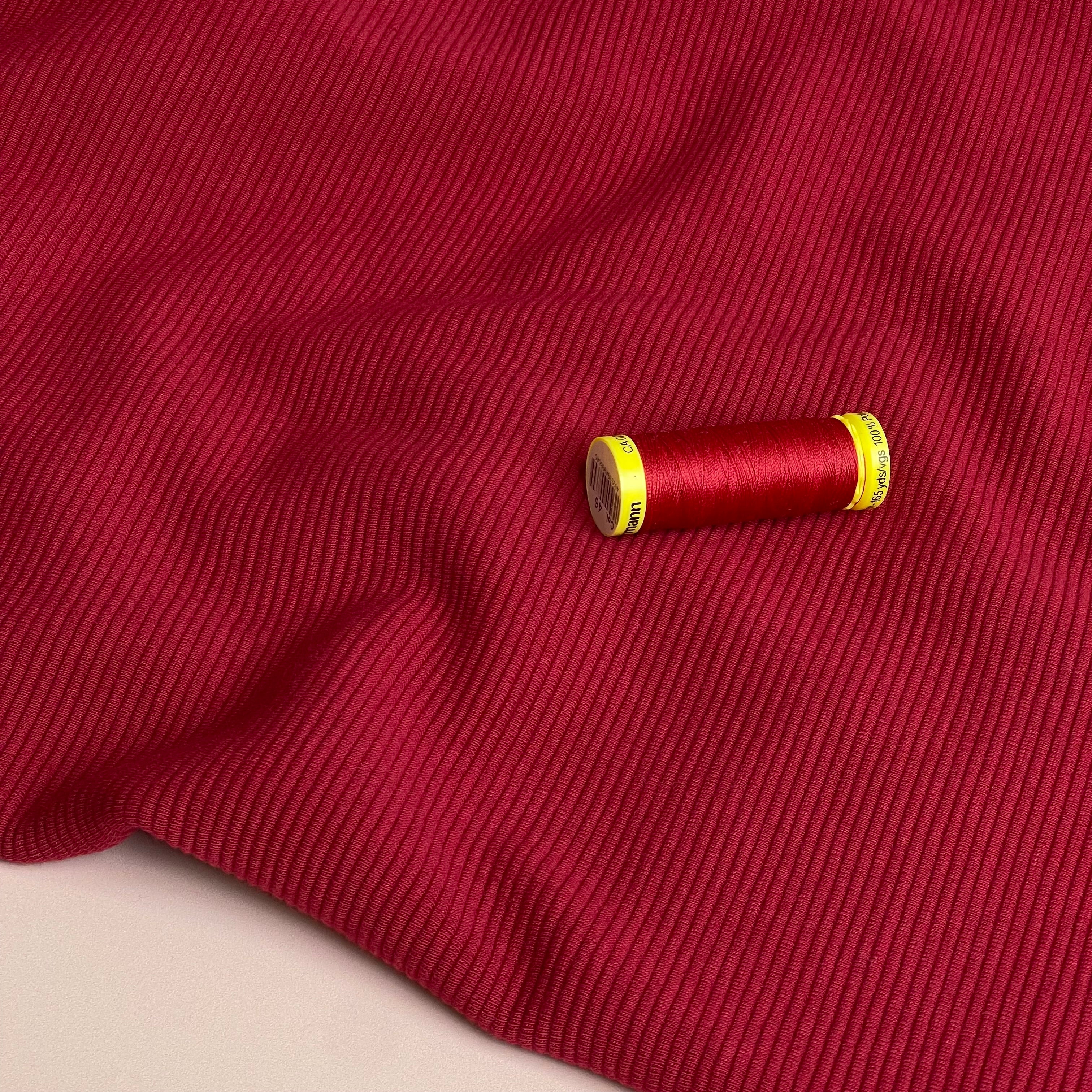 Ottoman Cotton Ribbed Knit in Burgundy