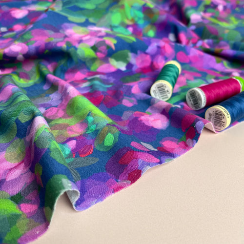PRE-ORDER Lupine Petals Blue Organic Cotton French Terry (due by December 20th)