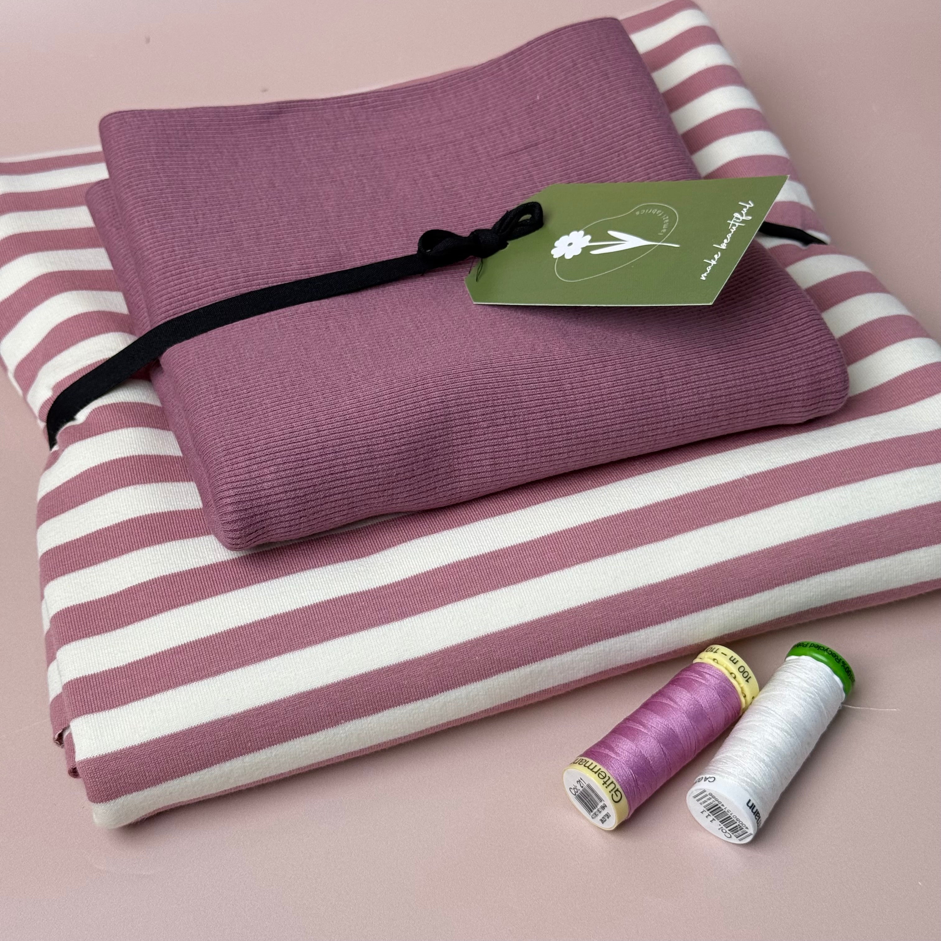 Colour Bundles - Pink Stripe Cotton French Terry & Ribbingpi