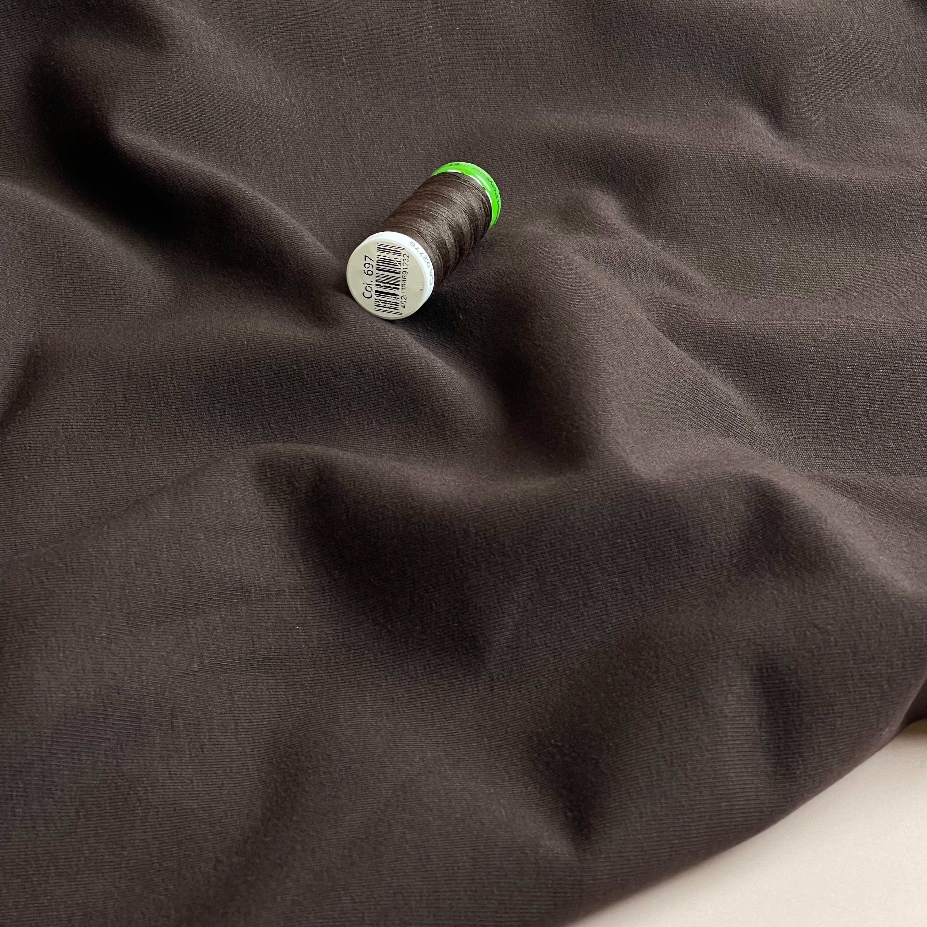 Brushed Sweat-shirting in Dark Brown