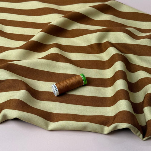 Light & Lush - Stripes in Caramel & Beige Viscose Twill Fabric