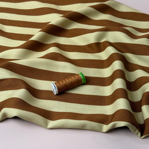 Light & Lush - Stripes in Caramel & Beige Viscose Twill Fabric