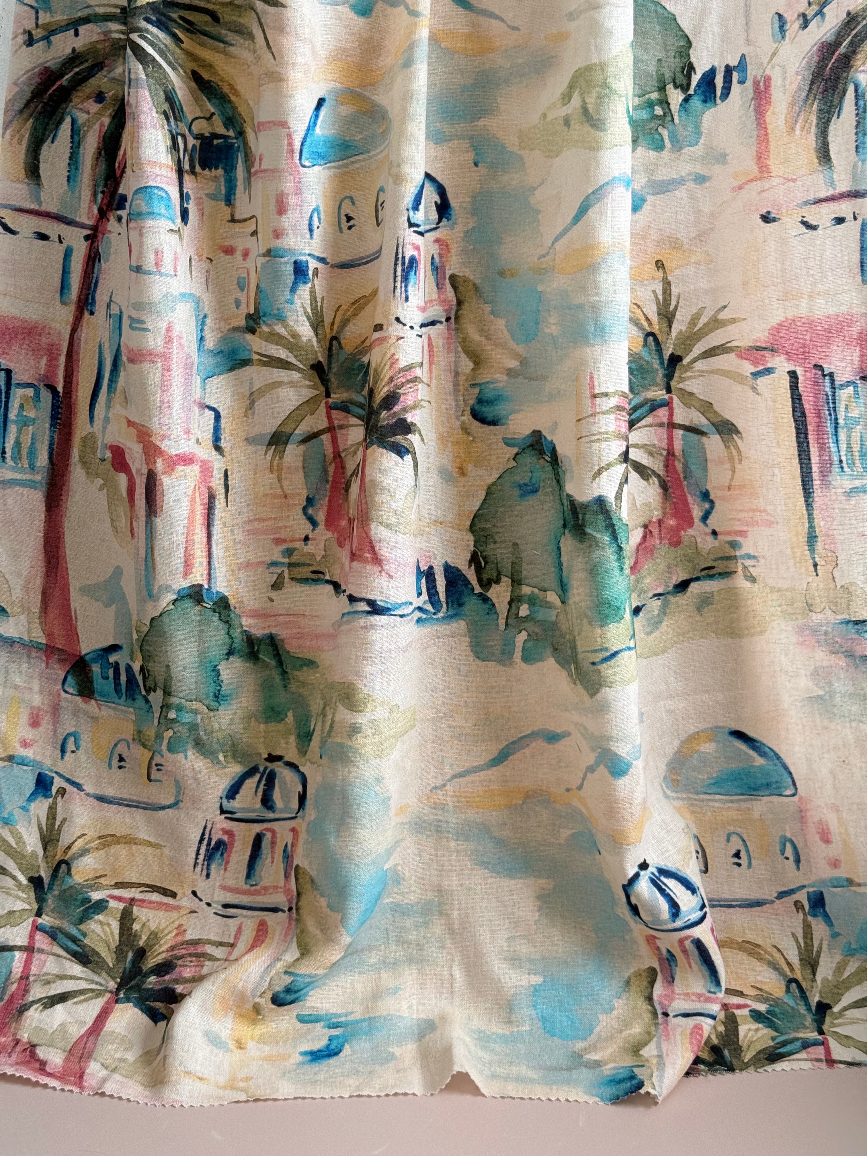 PRE-ORDER - arriving by end of August - Riviera Landscape Summer Linen Viscose Blend Fabric
