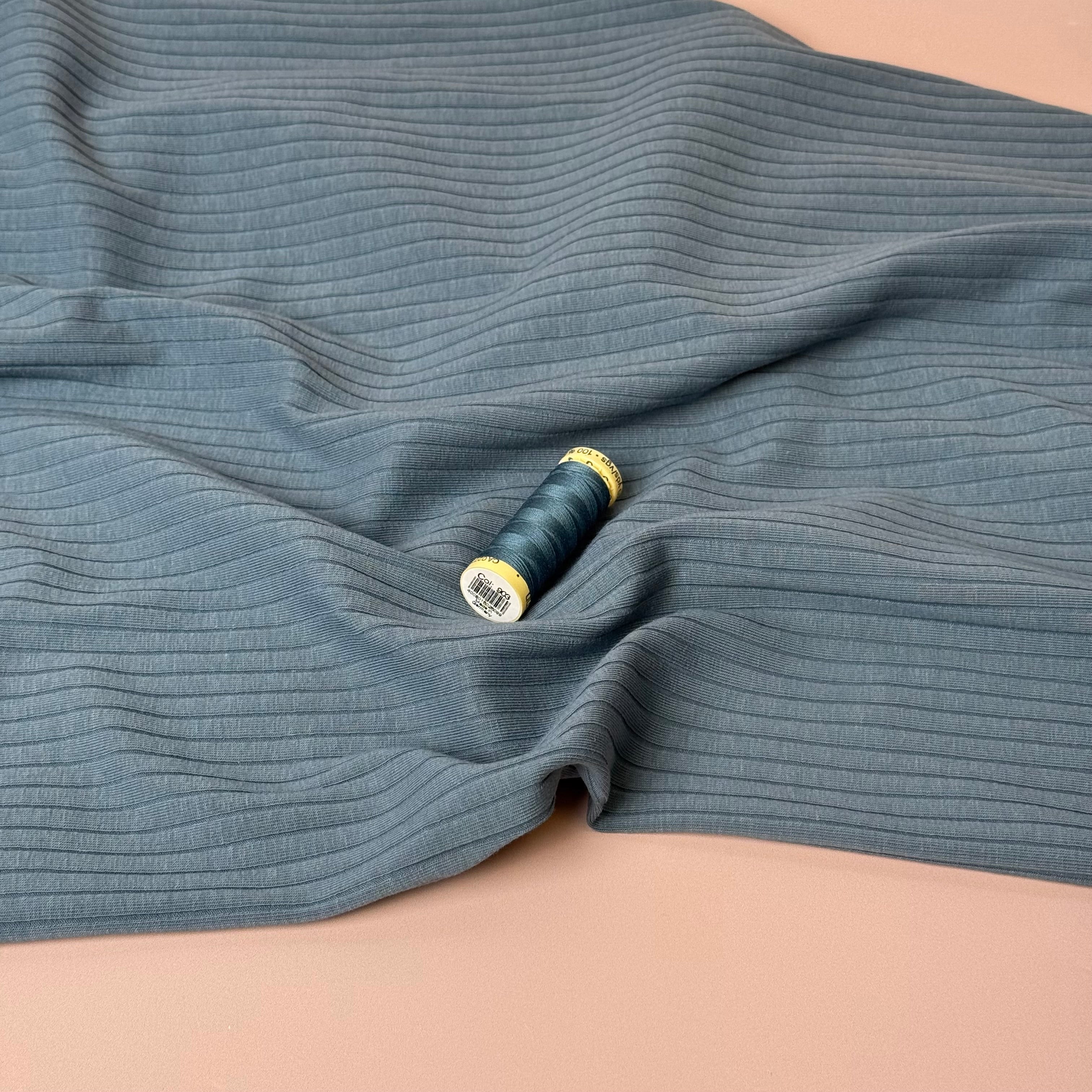 Mallard Blue Cotton Ribbed Jersey