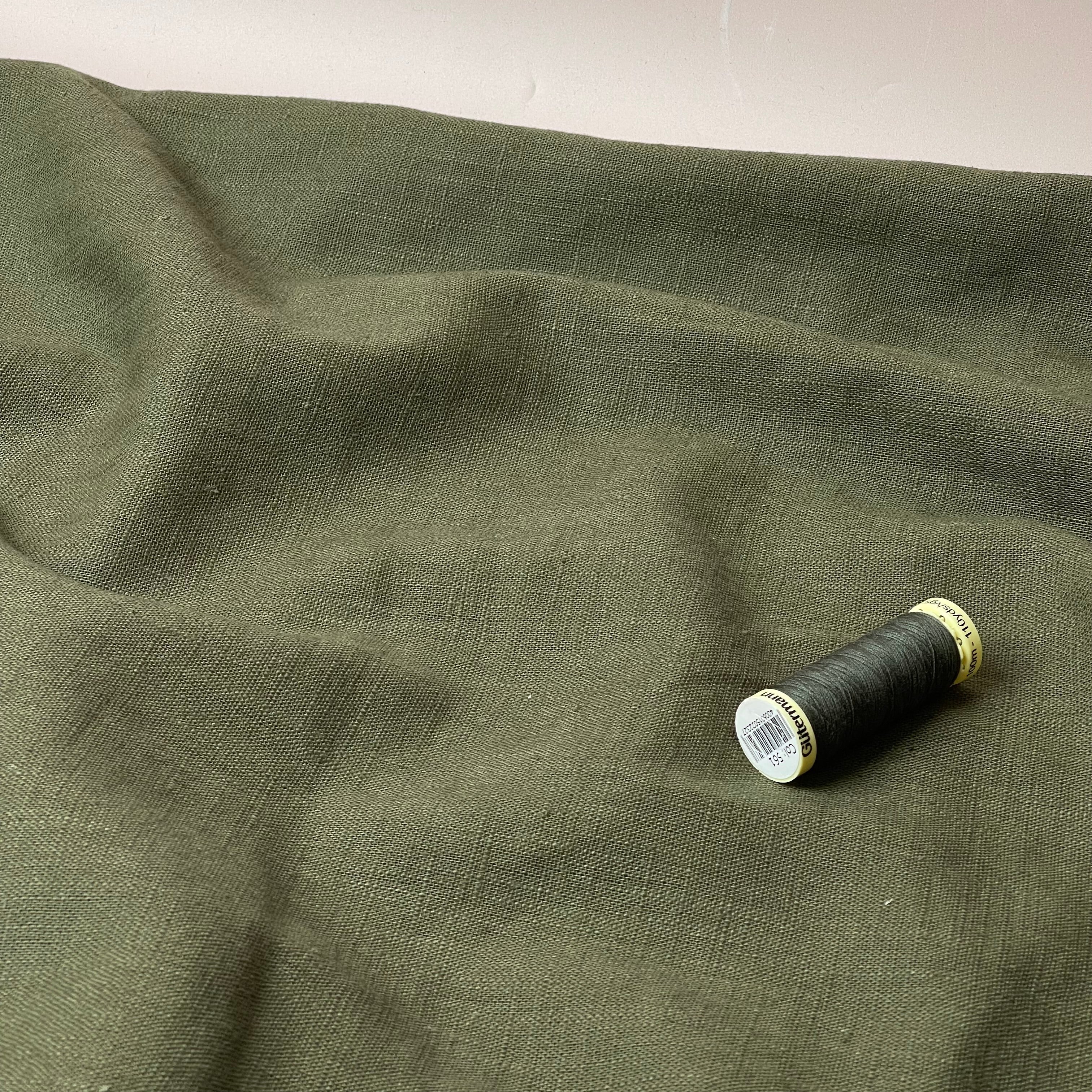 Breeze Olive Green - Enzyme Washed Linen Cotton Fabric