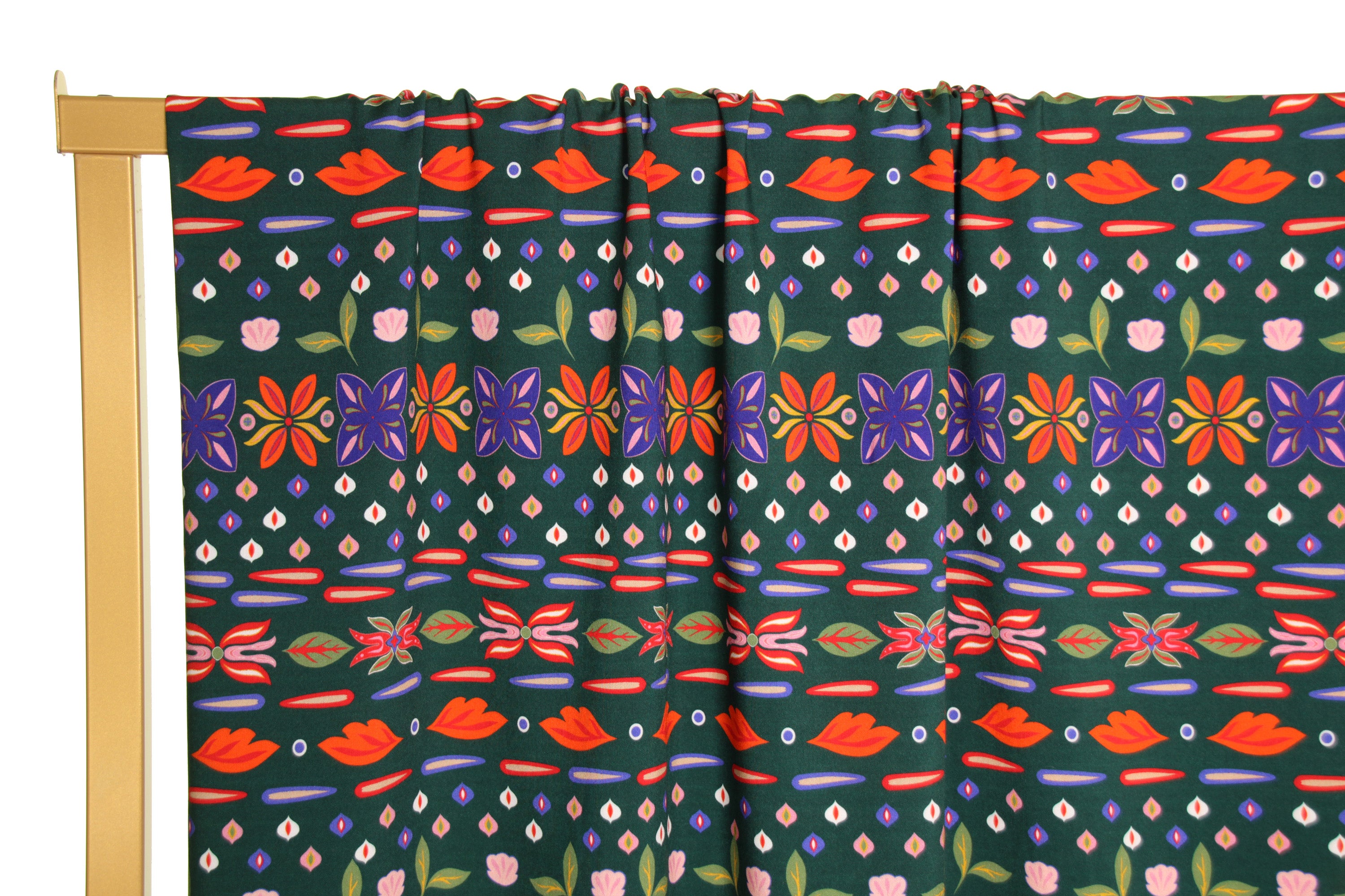 Atelier Jupe - Dark Green Viscose with Fun Flowers Fabric