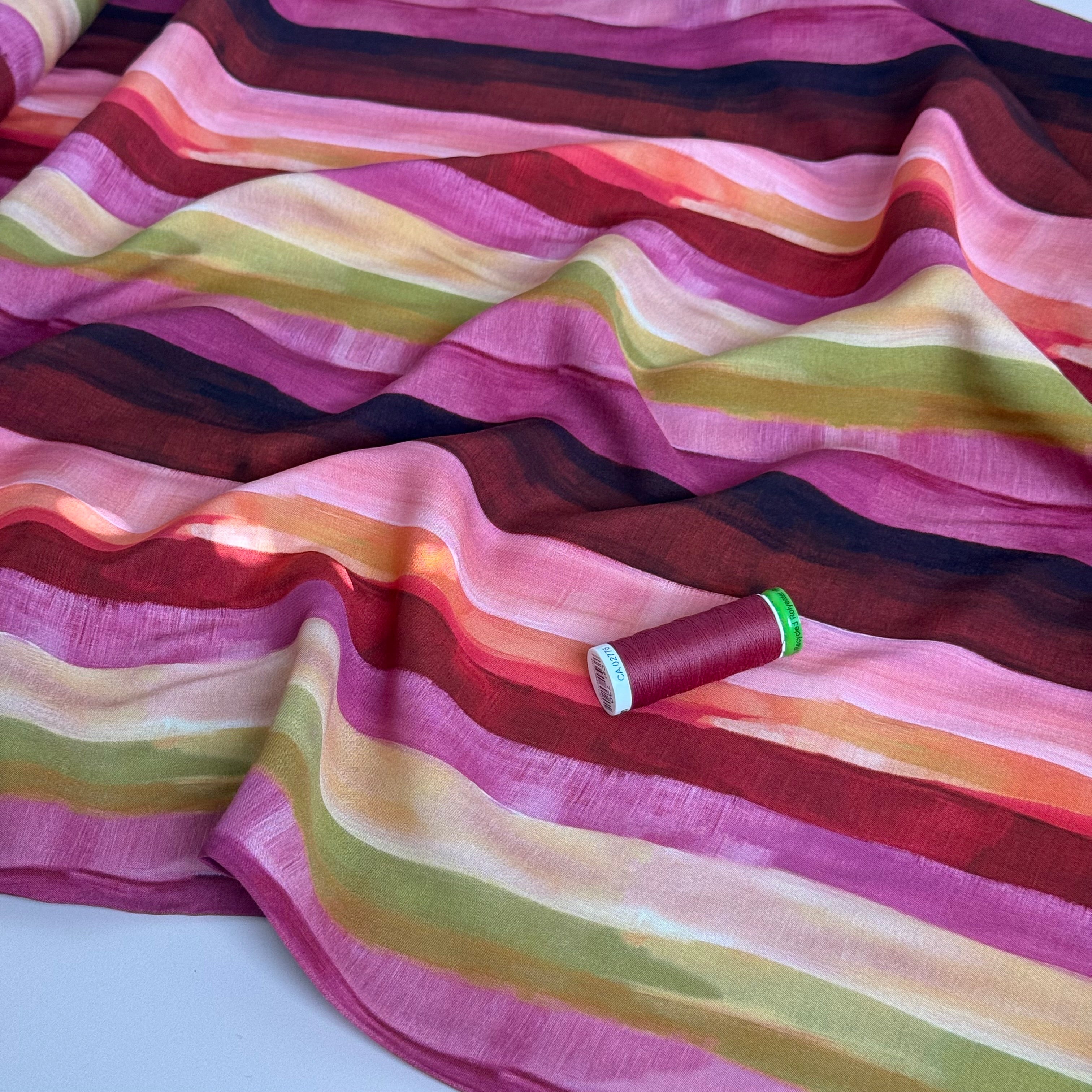 Autumn Stripes Viscose Fabric