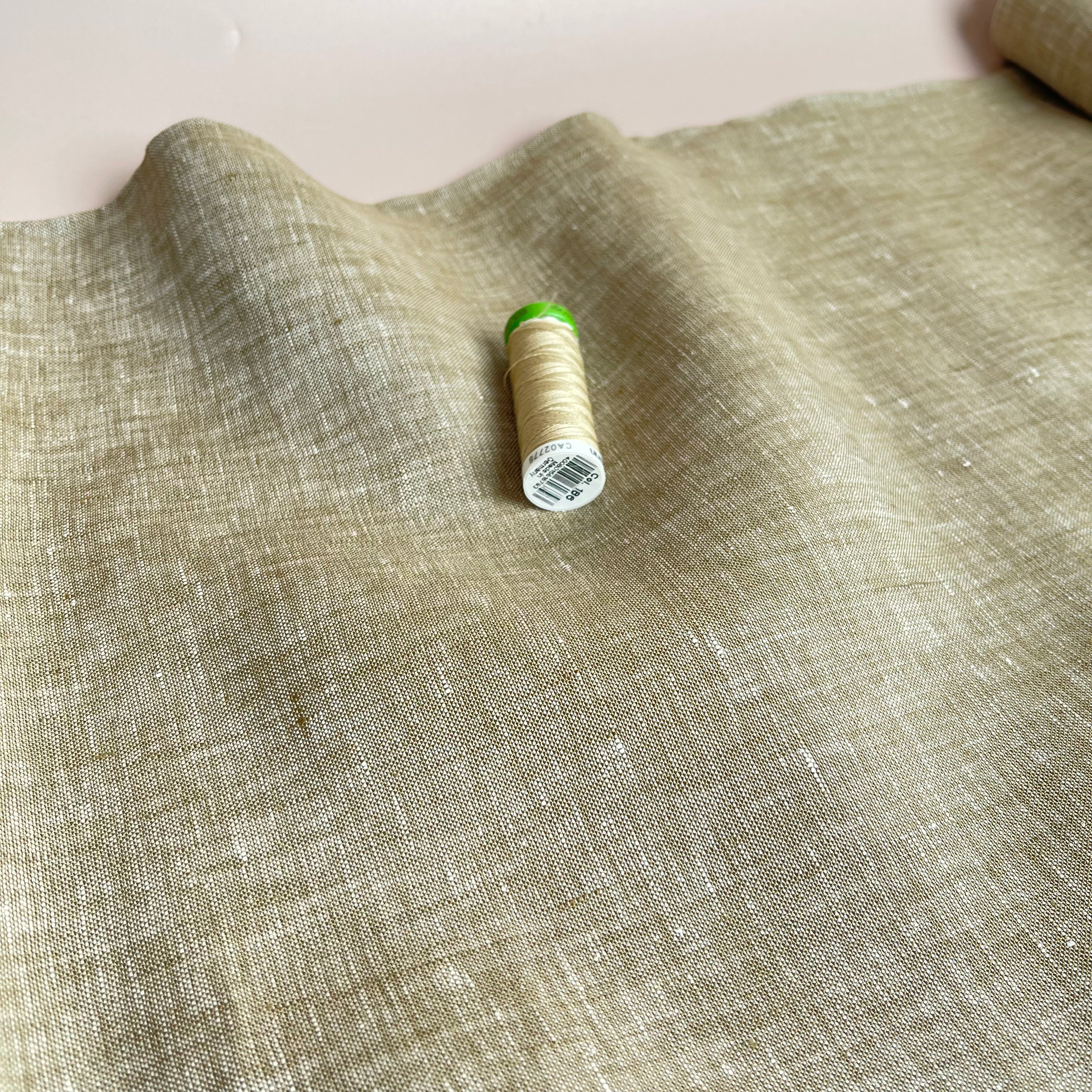 Yarn Dyed Pure Linen Fabric in Sand