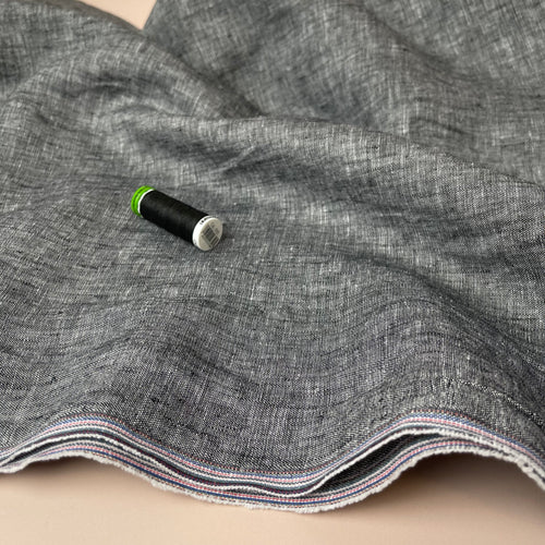 Yarn Dyed Pure Linen Fabric in Dark Grey