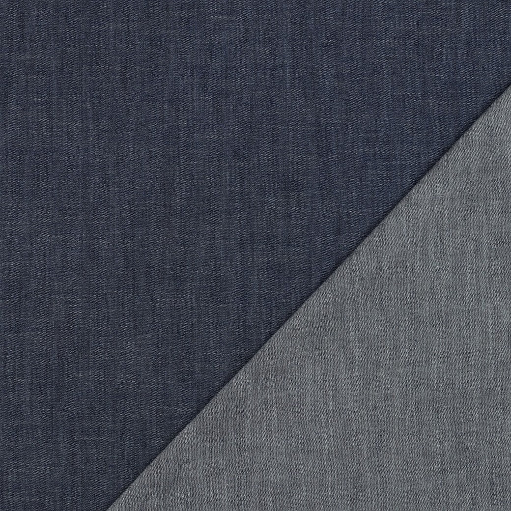 REMNANT 1.16 Metres - Dark Blue Denim Slub Fabric