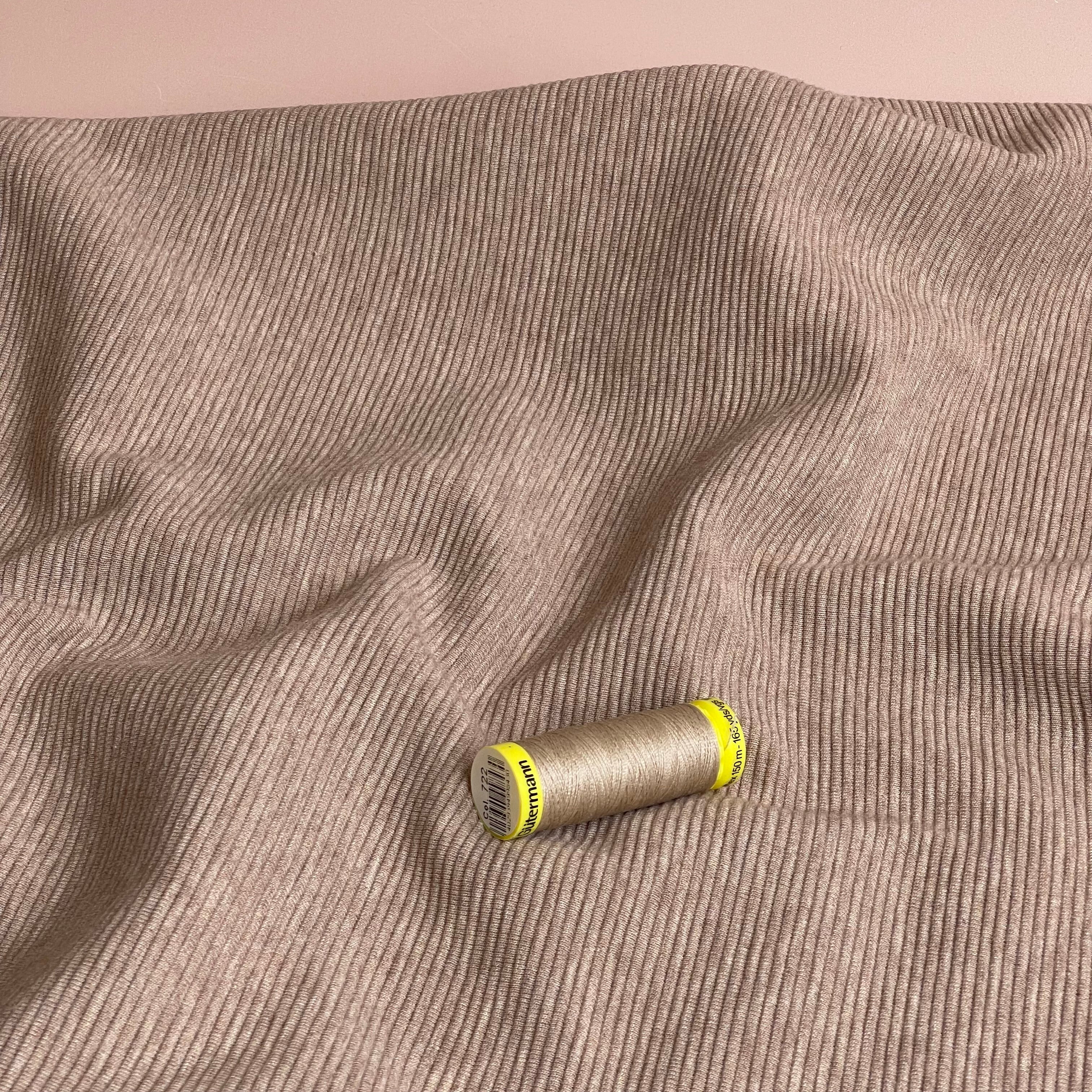 Ottoman Cotton Ribbed Knit in Beige Melange