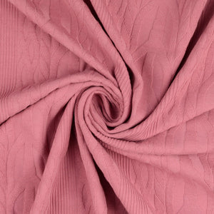 REMNANT 1.57 Metre - Cotton Cable Knit Fabric in Pink