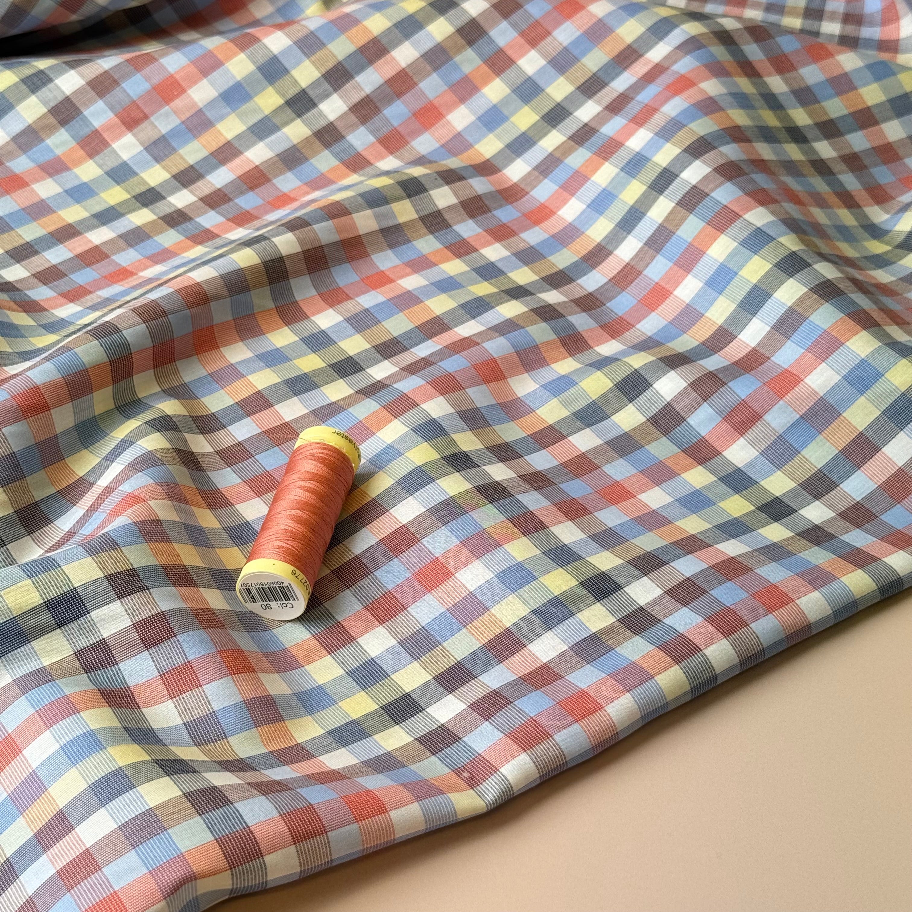 Ex-Designer Deadstock Yarn Dyed Checks Fine Cotton Fabric