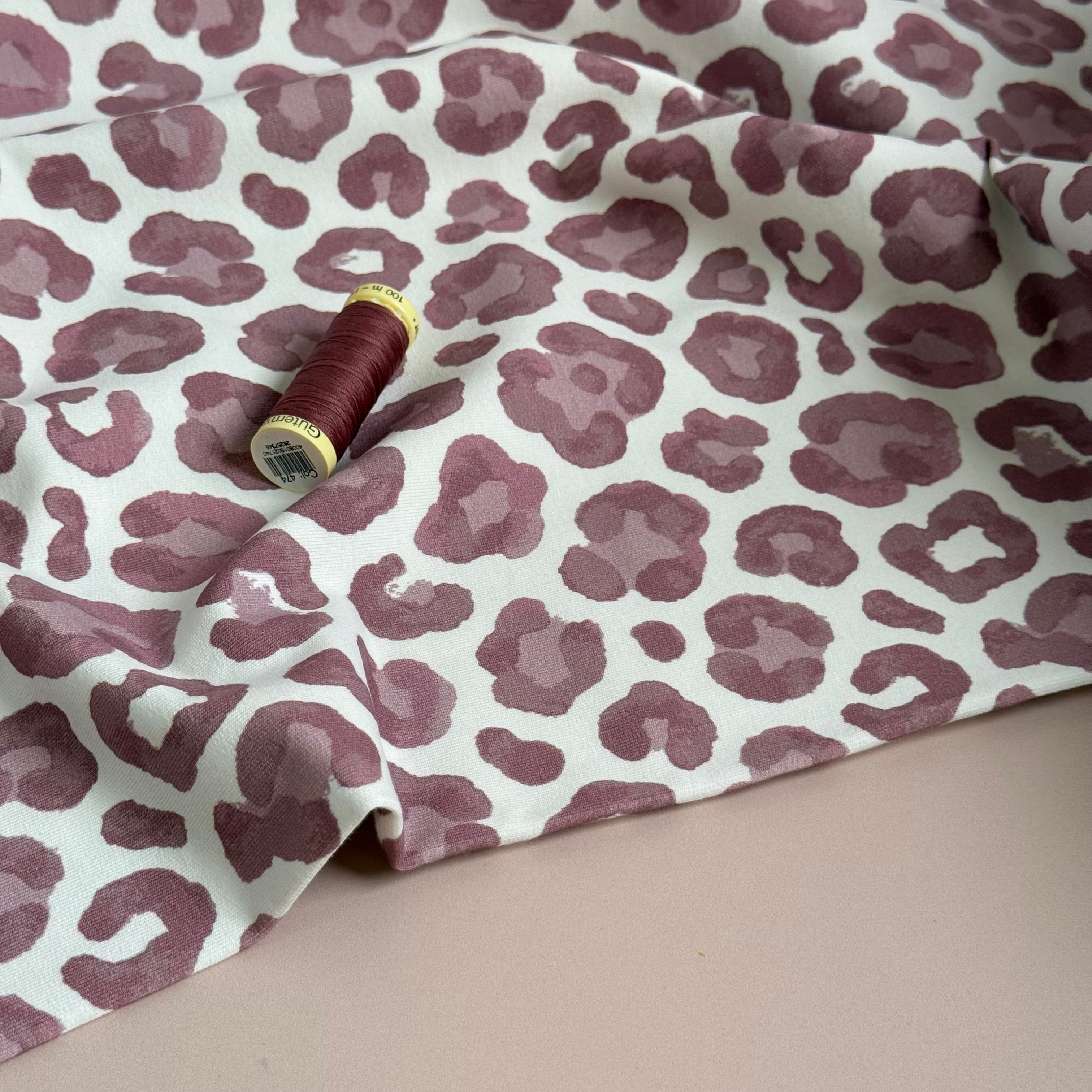 Leopard Print Pink GOTS Organic Cotton French Terry