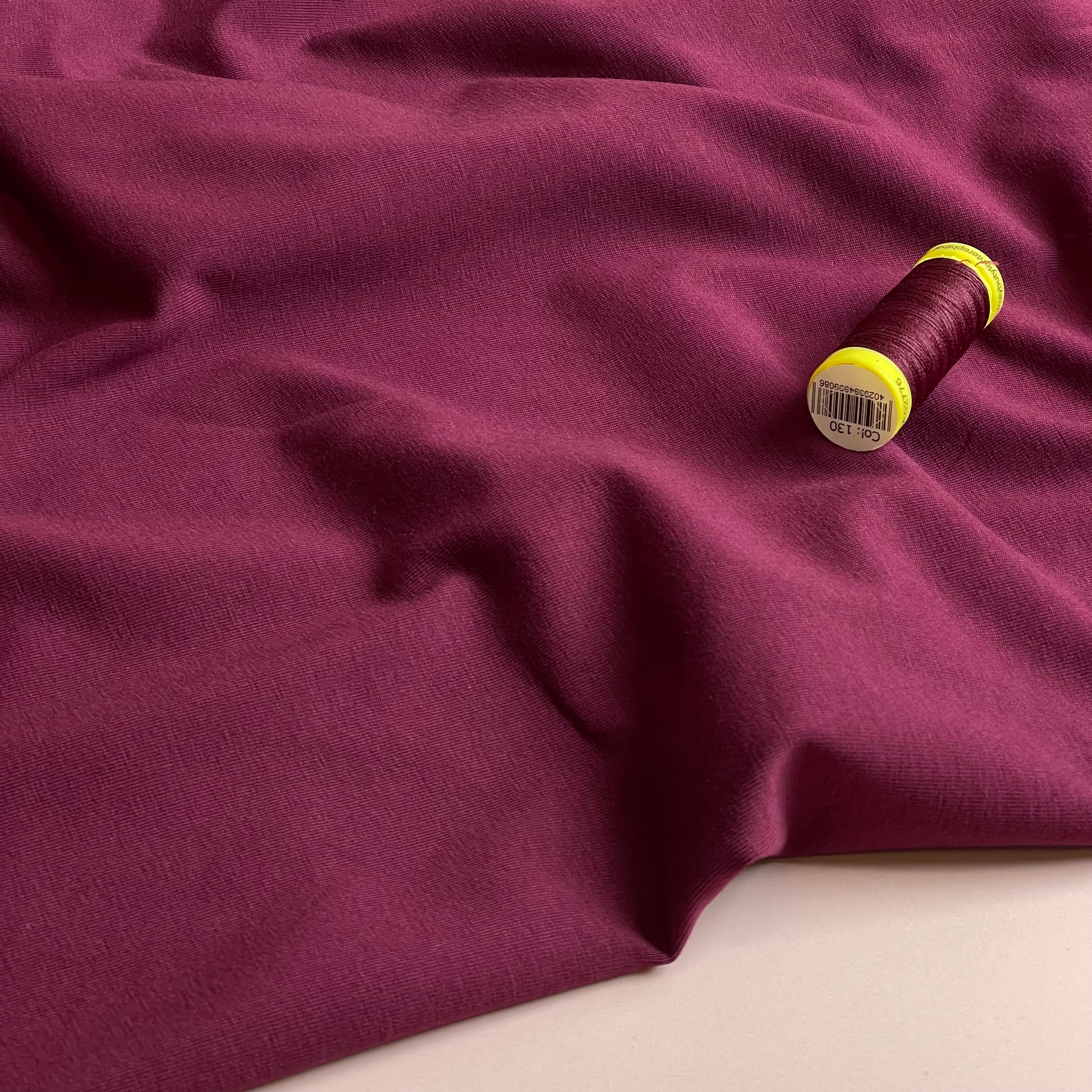 Essential Chic Bordeaux Plain Cotton Jersey Fabric