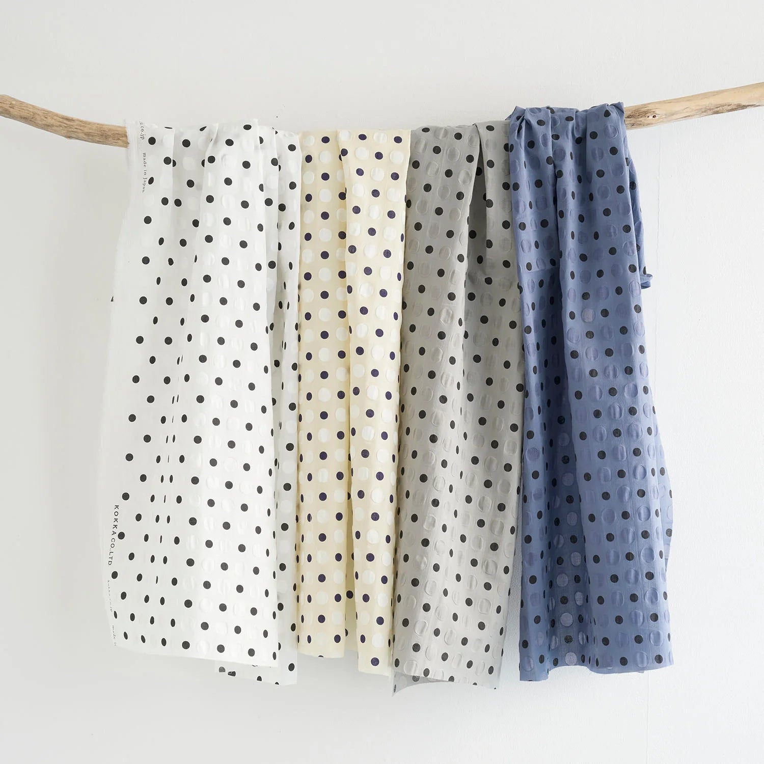 PRE-ORDER - arriving by mid October - Kokka - Textured Polka Dot Ripple Cotton Lawn in Beige