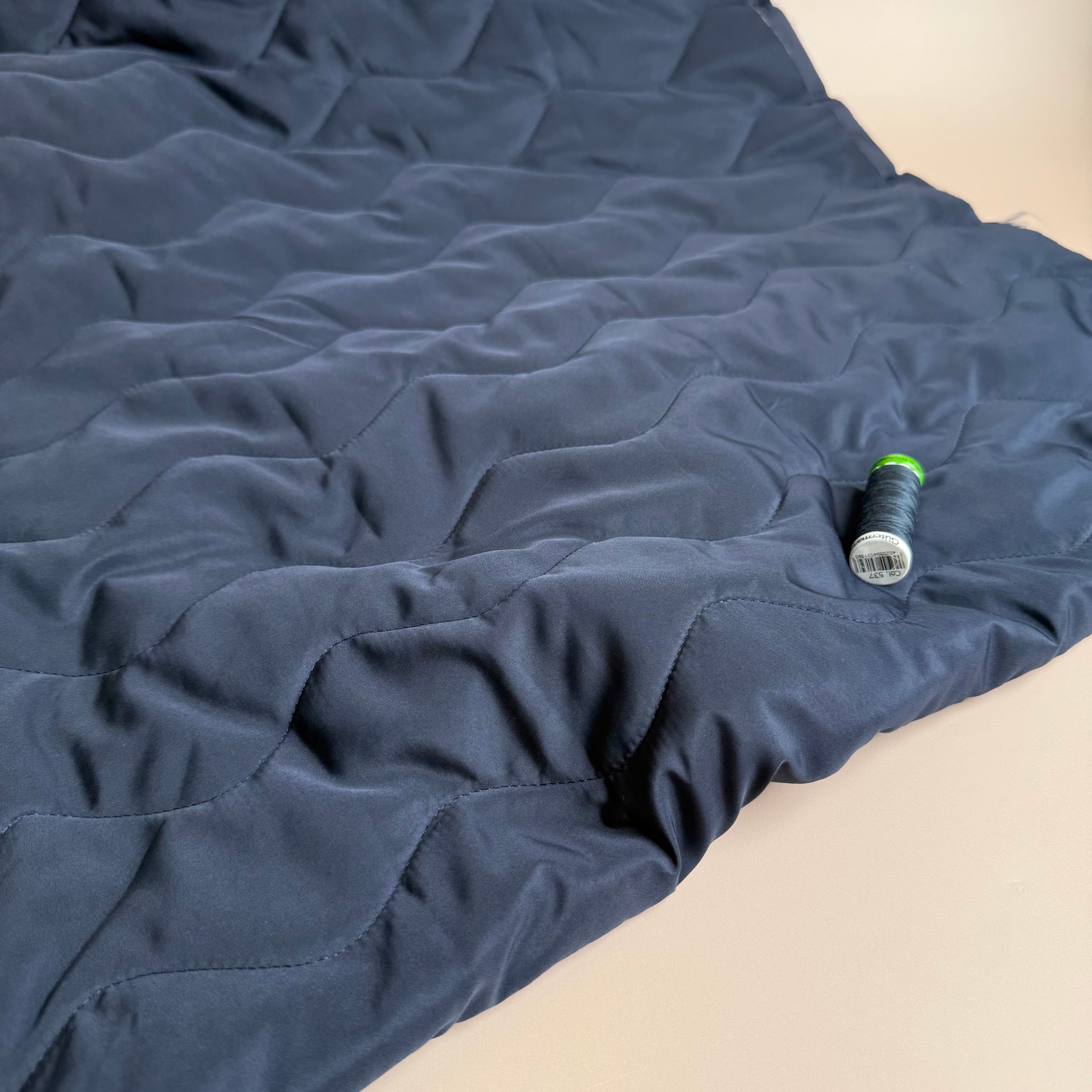 Zigzag Navy Quilted Puffer Fabric