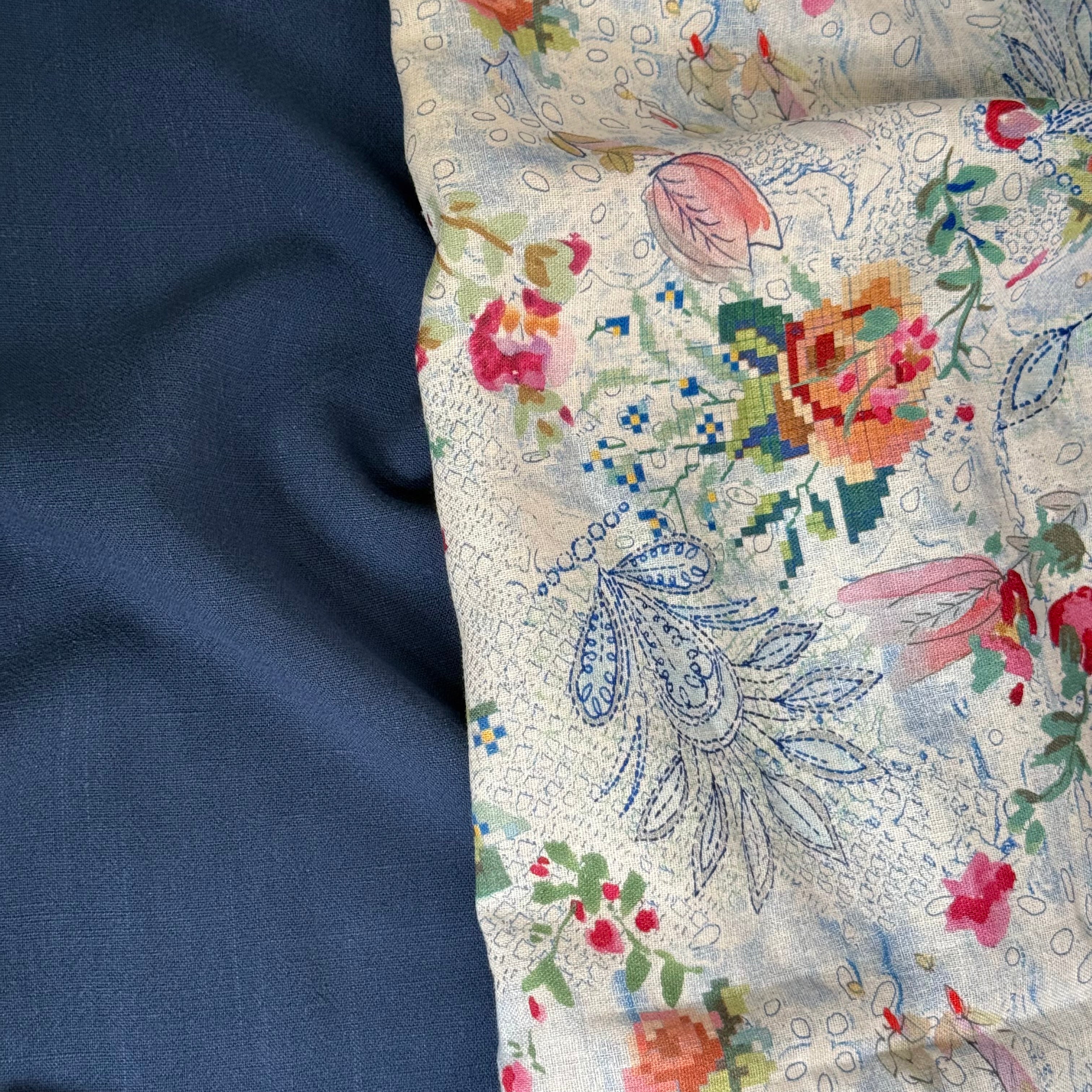 Flow Sailor Blue Viscose Linen Blend Dress Fabric