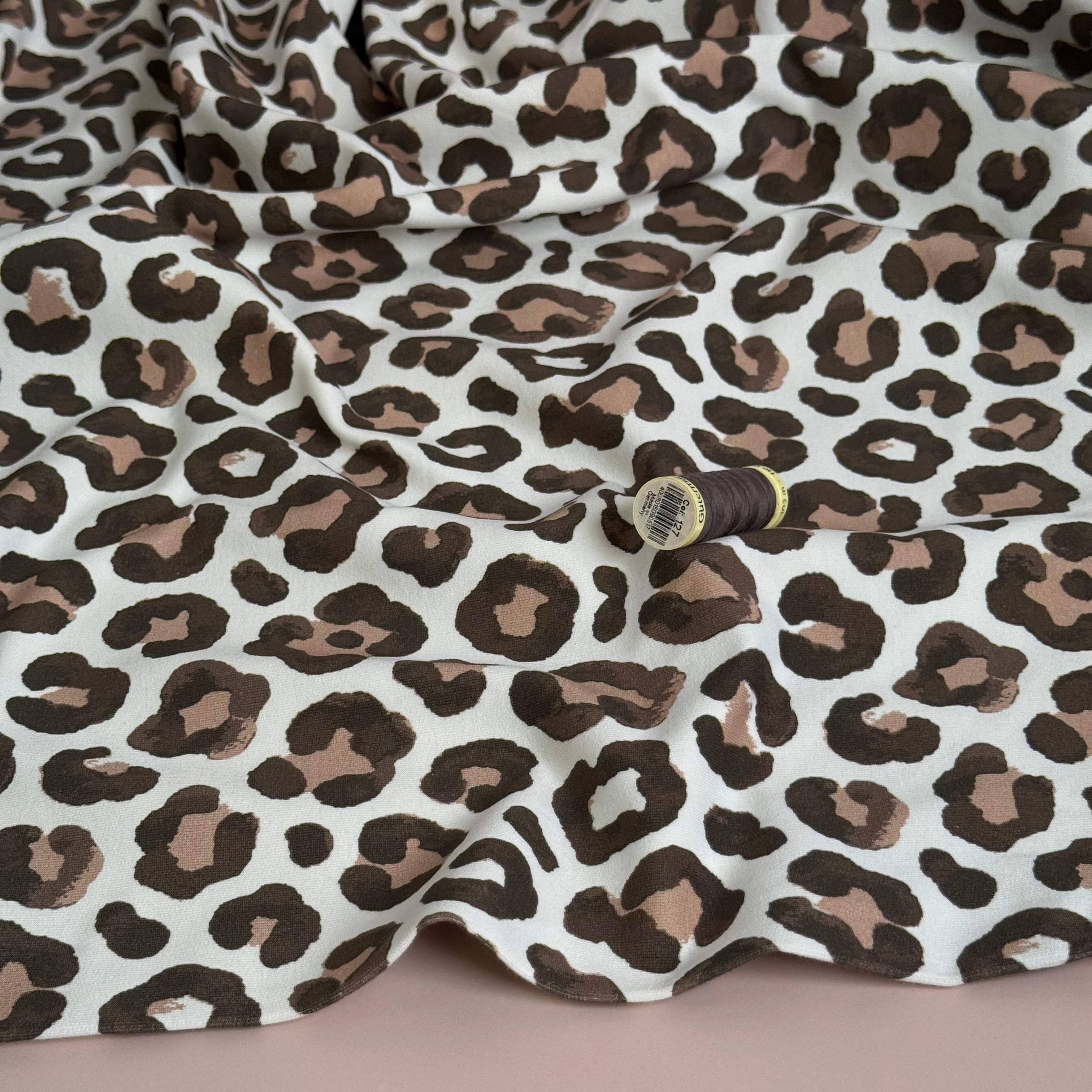 Leopard Print Mocha GOTS Organic Cotton French Terry