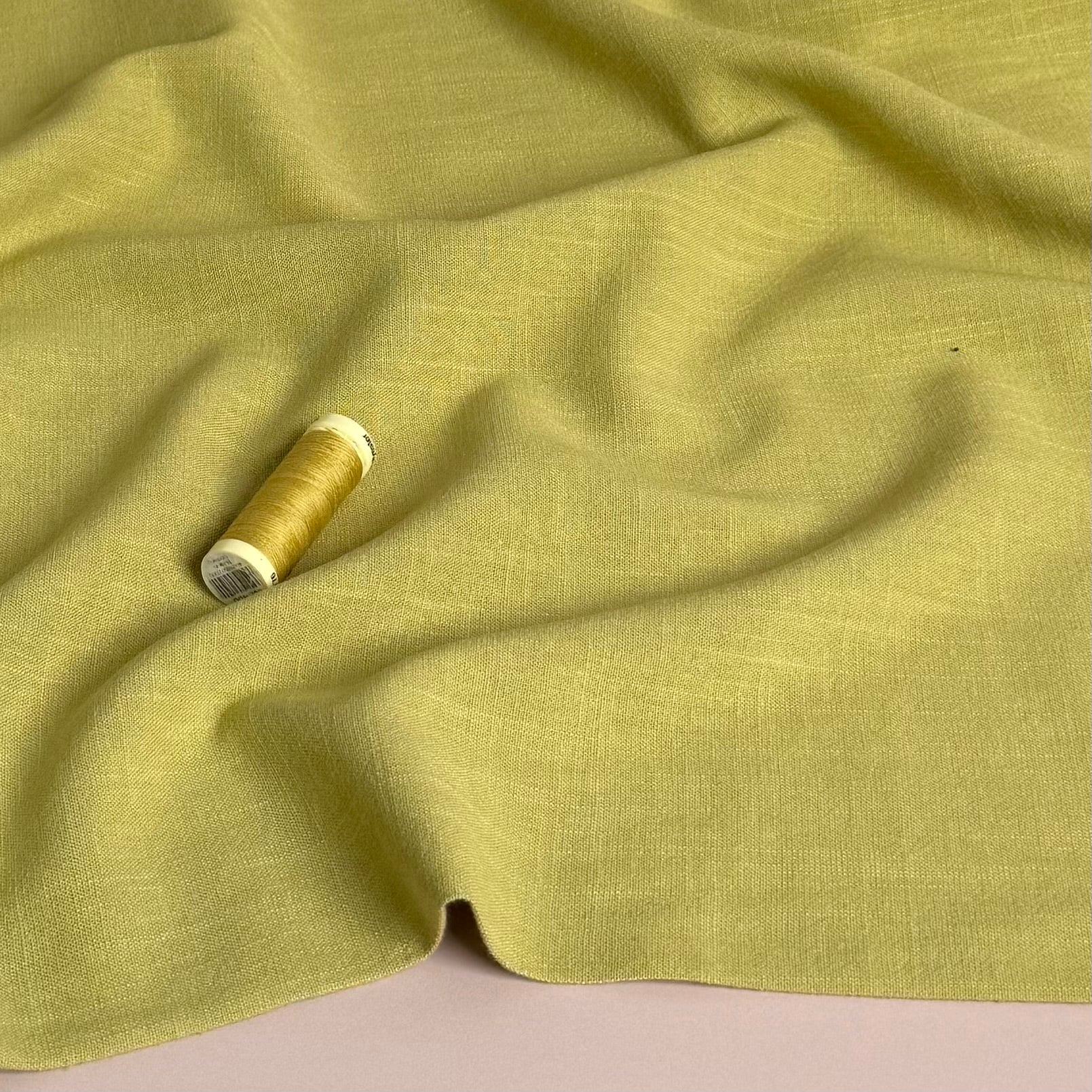 Flow Chartreuse Viscose Linen Blend Dress Fabric