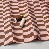 Wavy Checks Brown GOTS Organic Natural Cotton