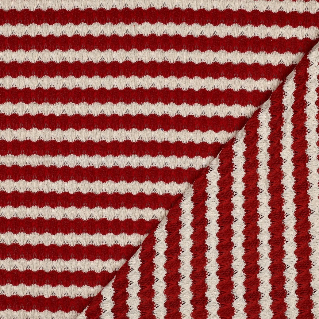 Summer Knitted Jacquard in Red & Off-White Stripes