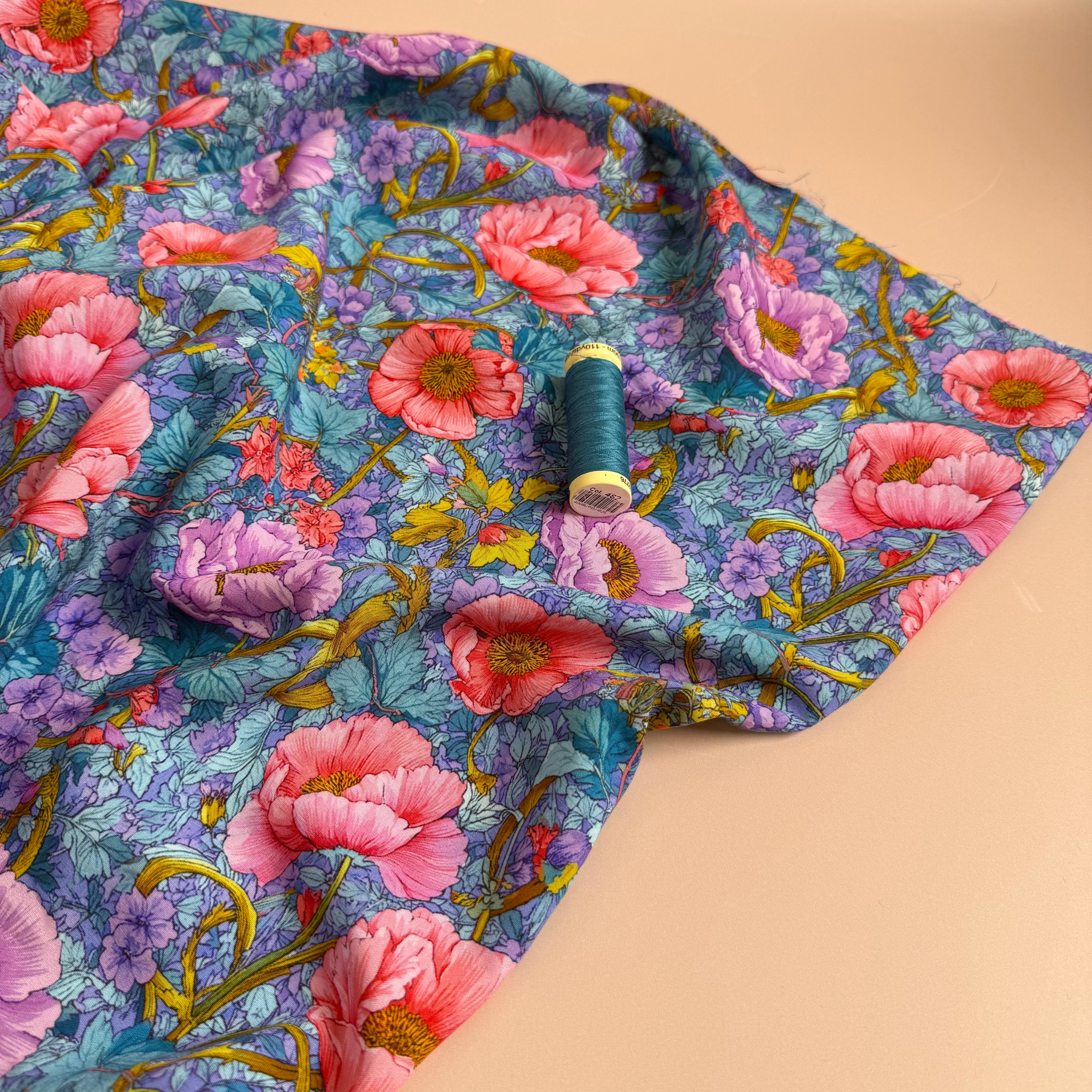 Poppies Viscose Poplin Fabric