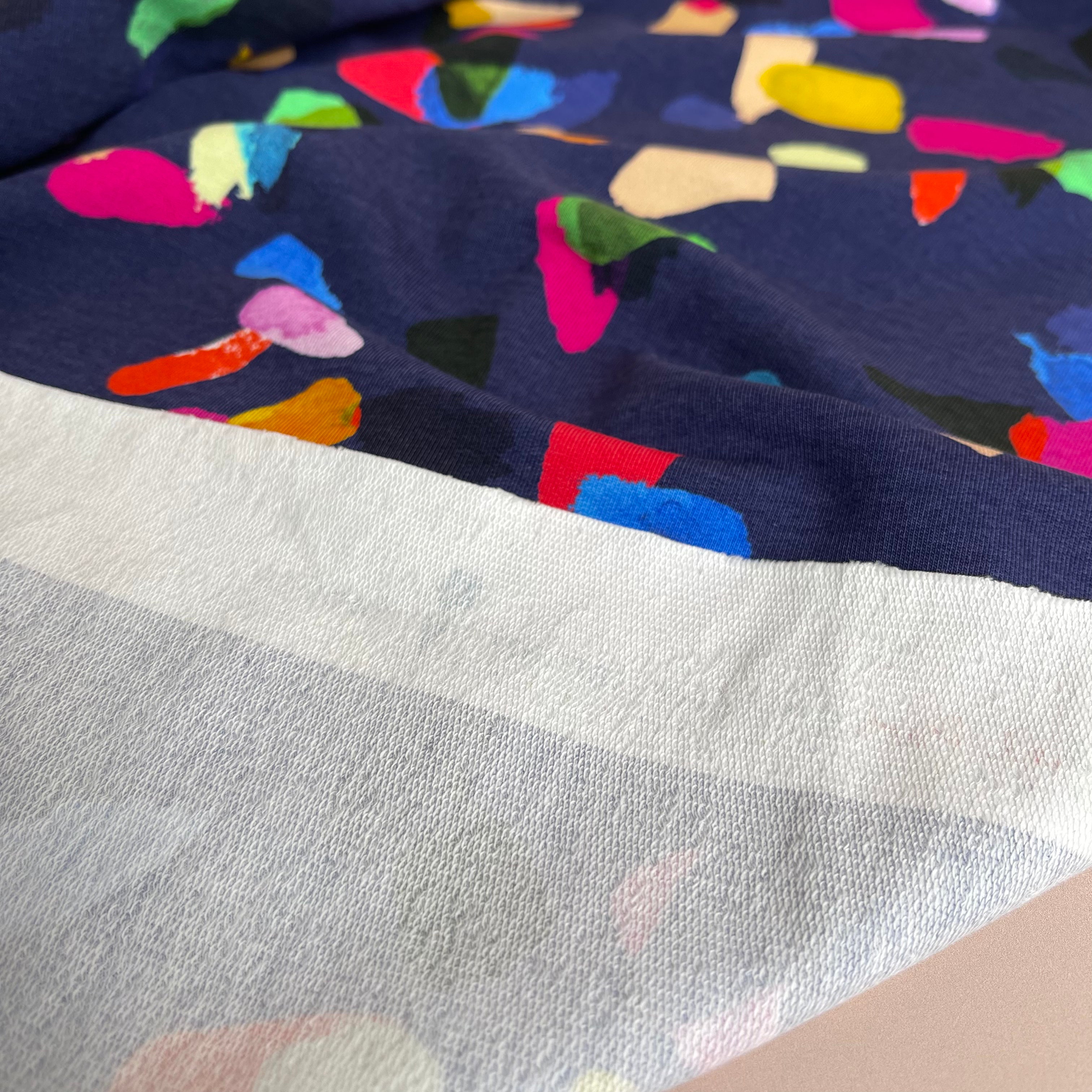 REMNANT 1.4 Metres - Gemstones Navy Organic Cotton French Terry