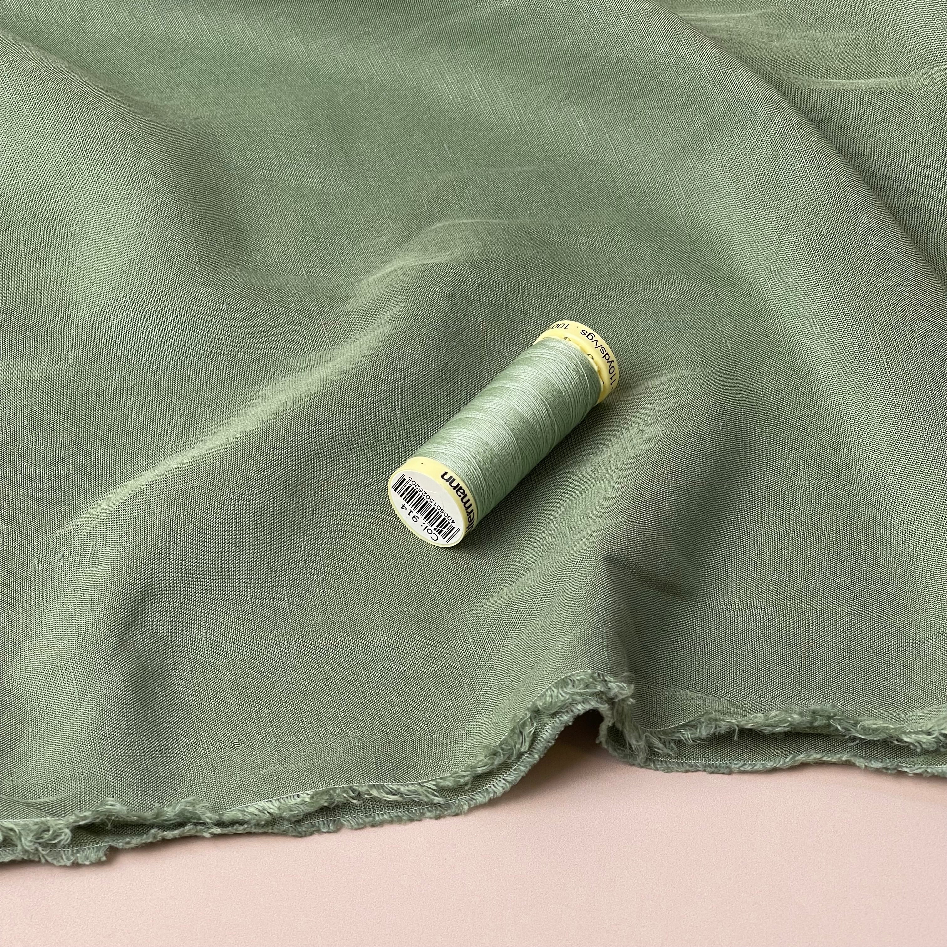 Lush Pea Green Light Viscose Linen Crepe Dress Fabric