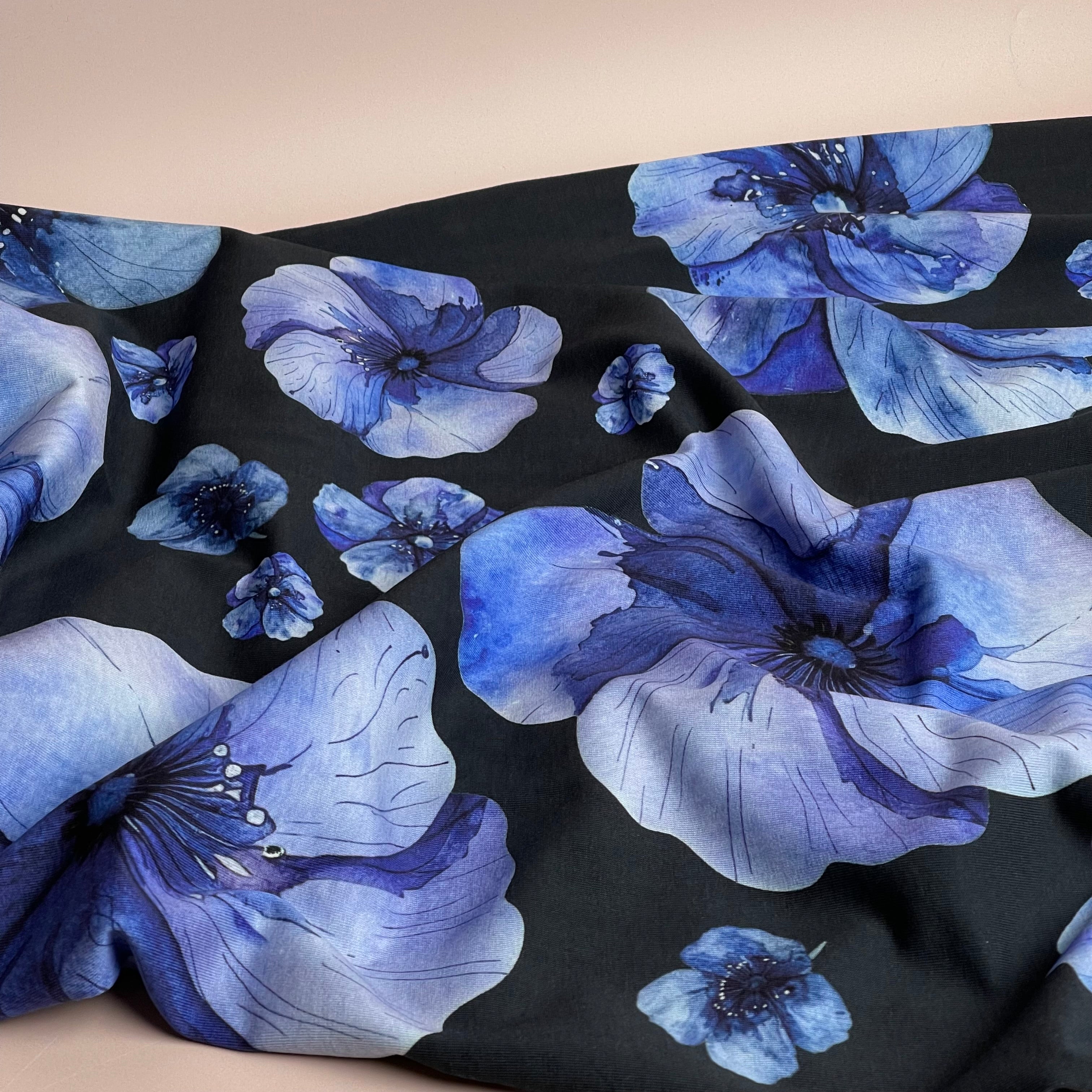 Danish Design - Watercolour Blue Poppy Cotton Jersey