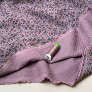 Ditsy Blue Flowers Mauve Cotton Diamond Jacquard Fabric