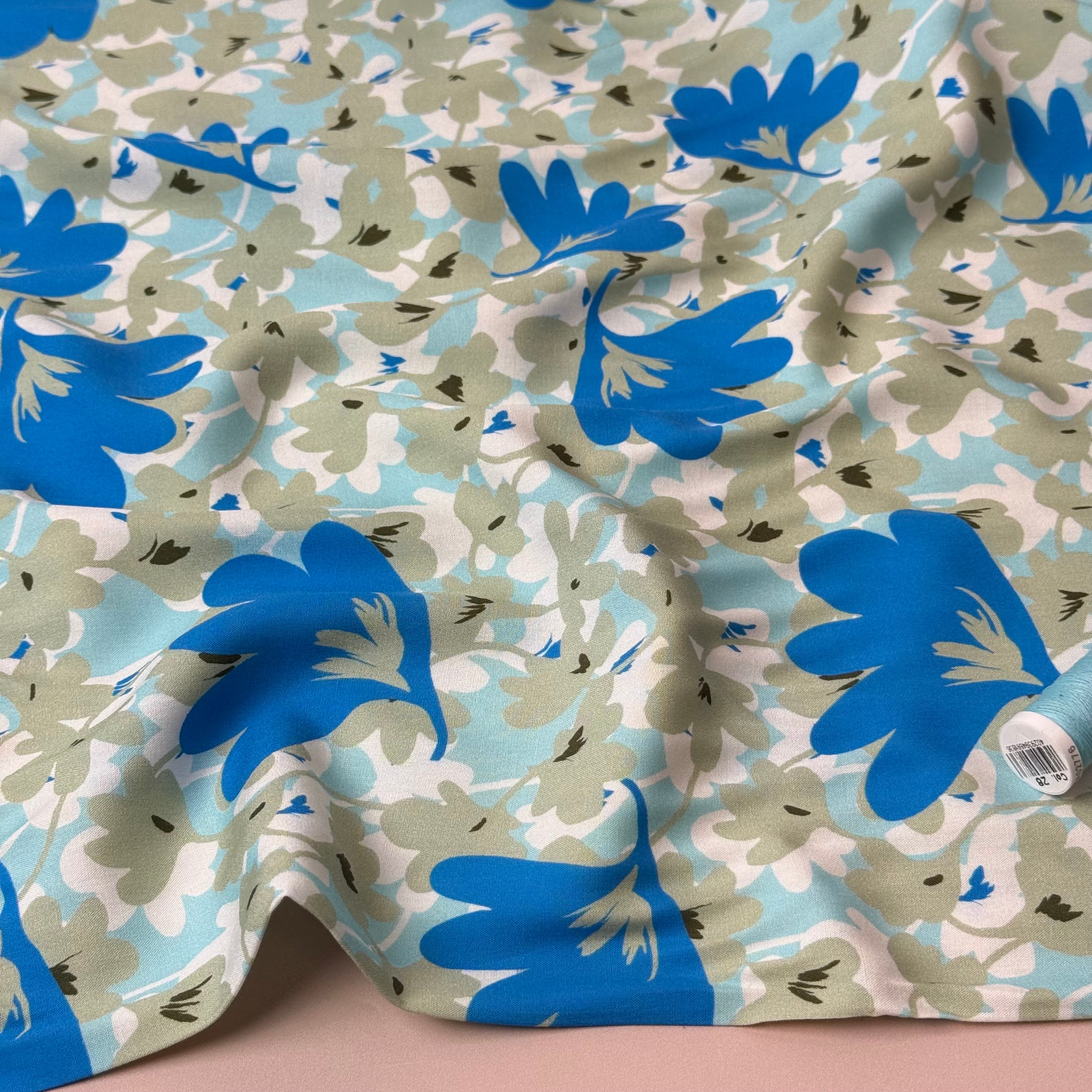 Ocean Petals Viscose Poplin Fabric