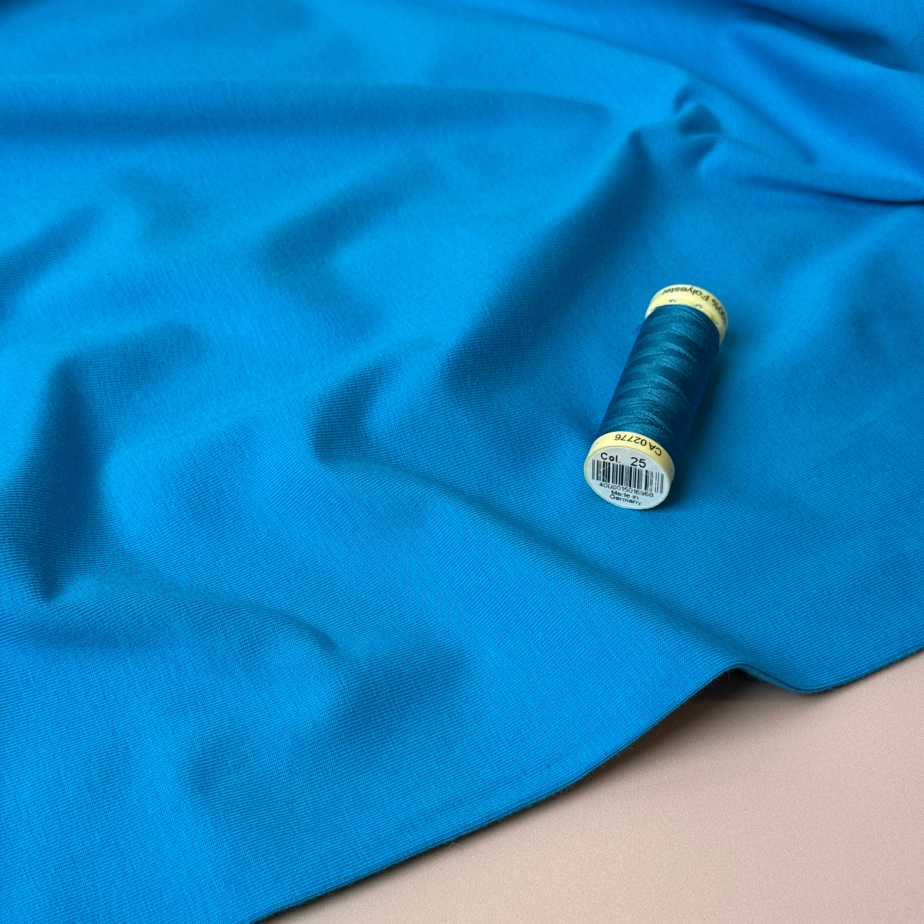 Essential Chic Turquoise Blue Plain Cotton Jersey Fabric