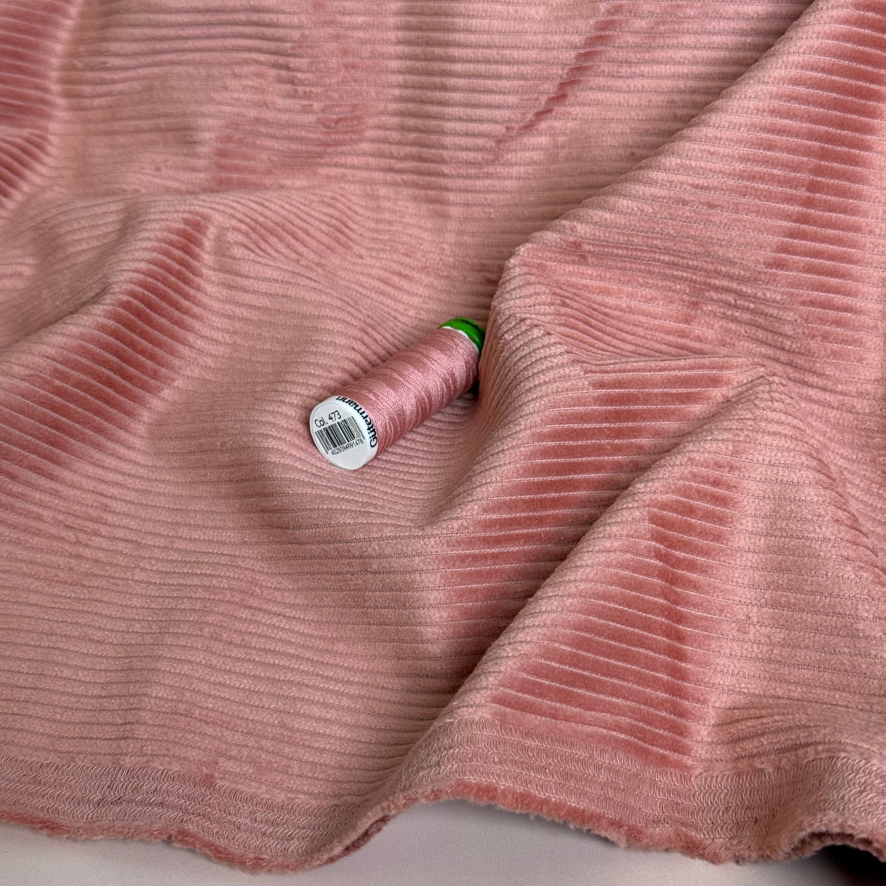 Ex-Designer Deadstock - 4.5W Pure Cotton Washed Corduroy in Dusky Pink