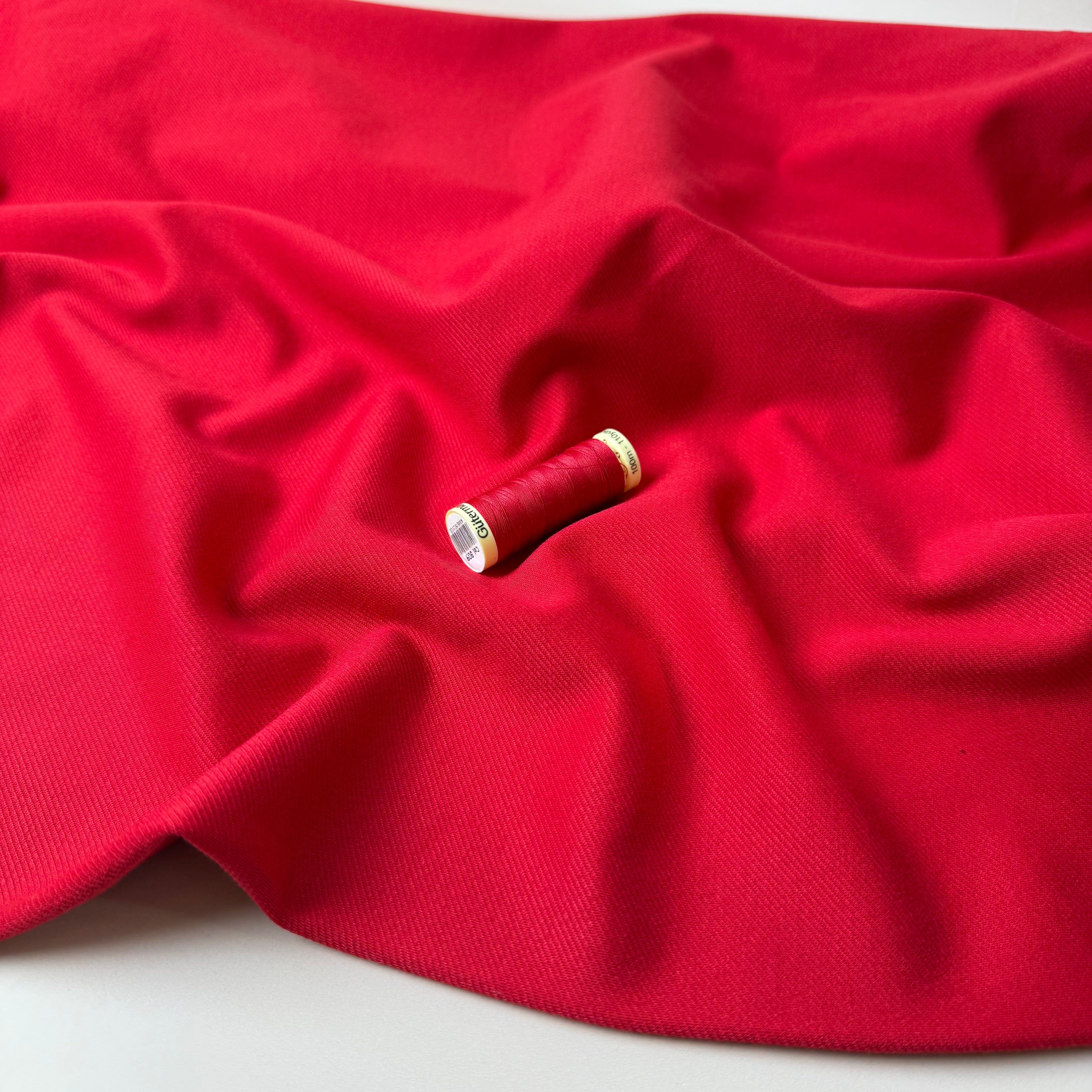 Red Viscose Ponte Roma Twill Double Knit Fabric