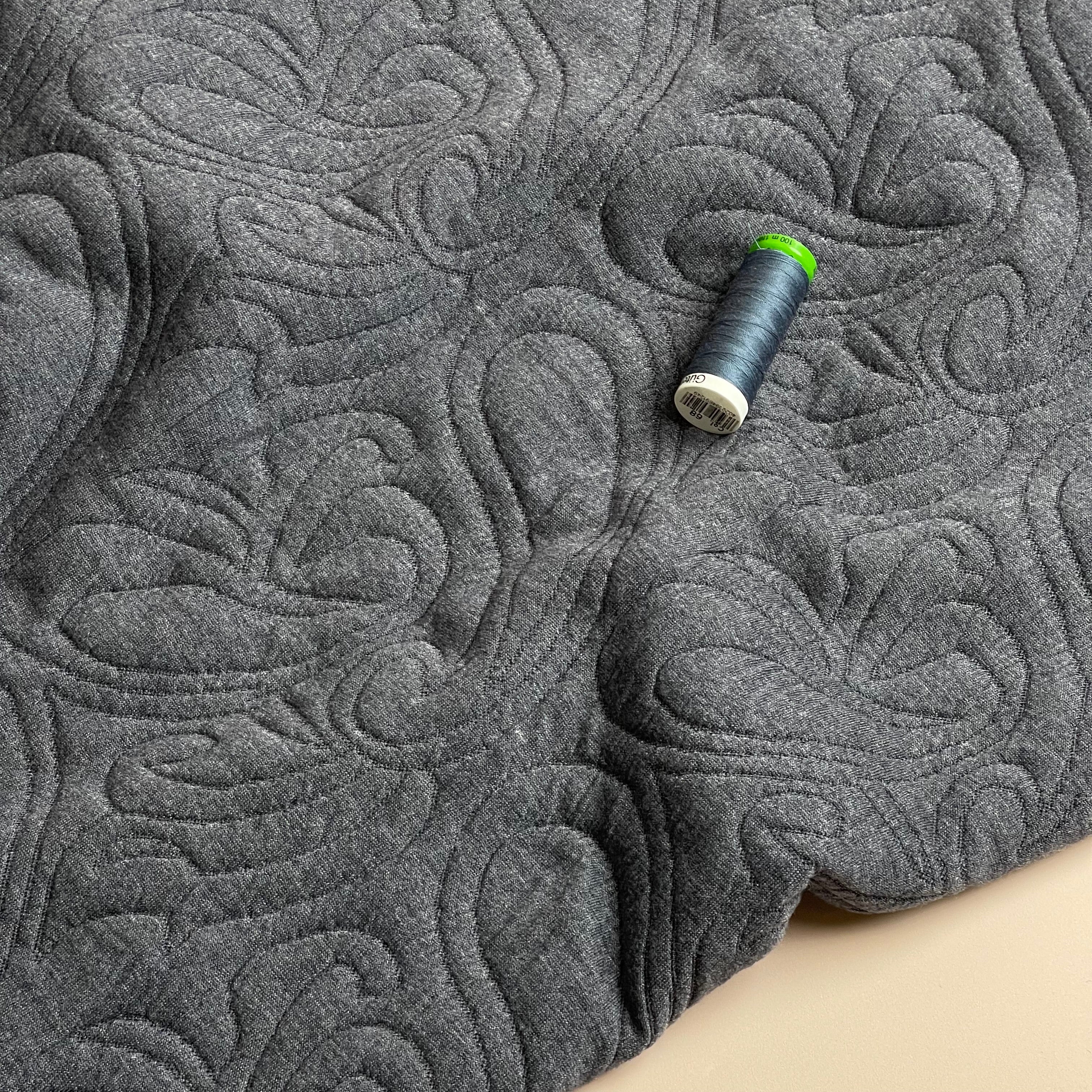 Paisley Jacquard Quilted Knit in Navy