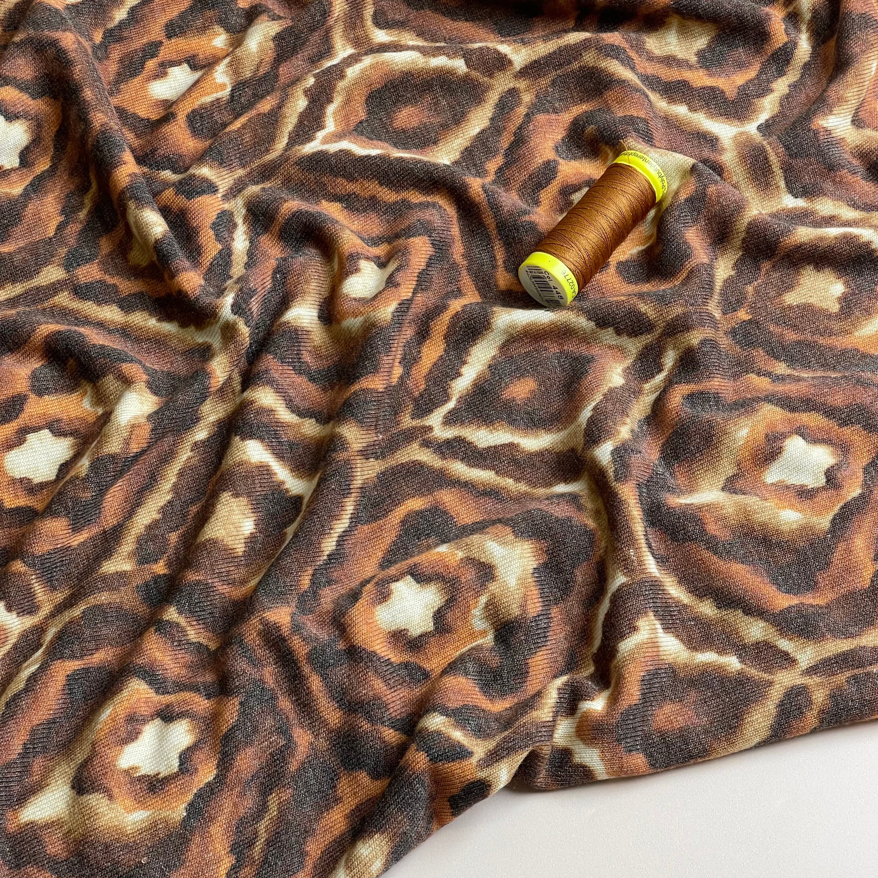 Ethnic Geo Taupe Light Viscose Blend Knit