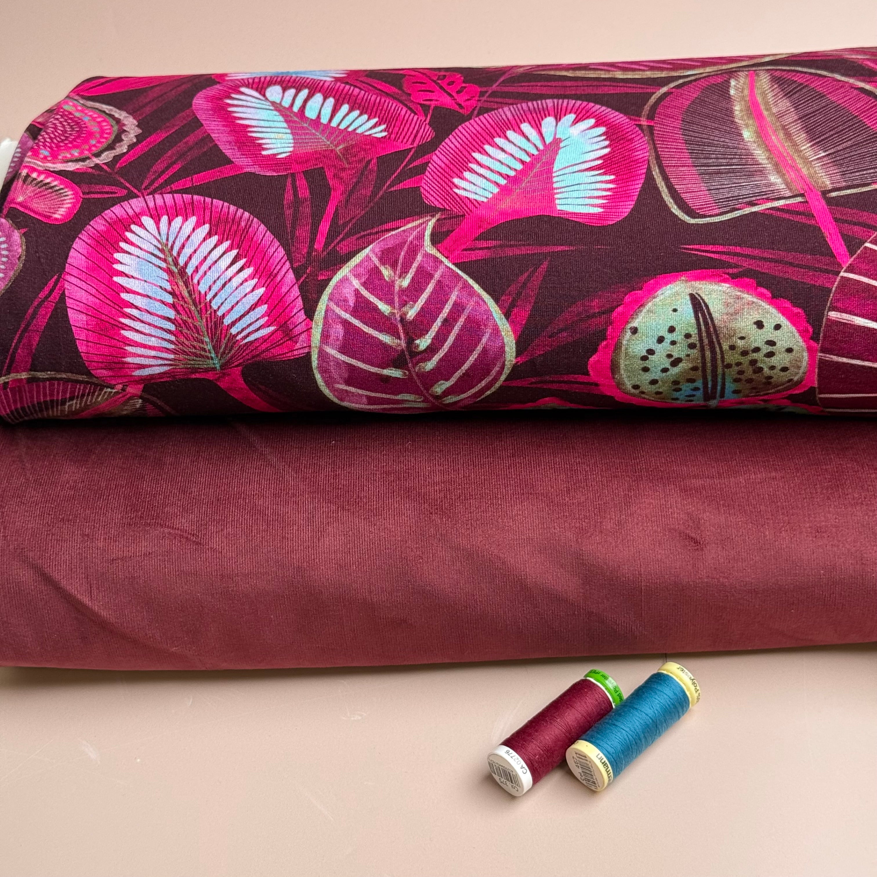 28 Wale Cotton Needlecord in Burgundy with Stretch