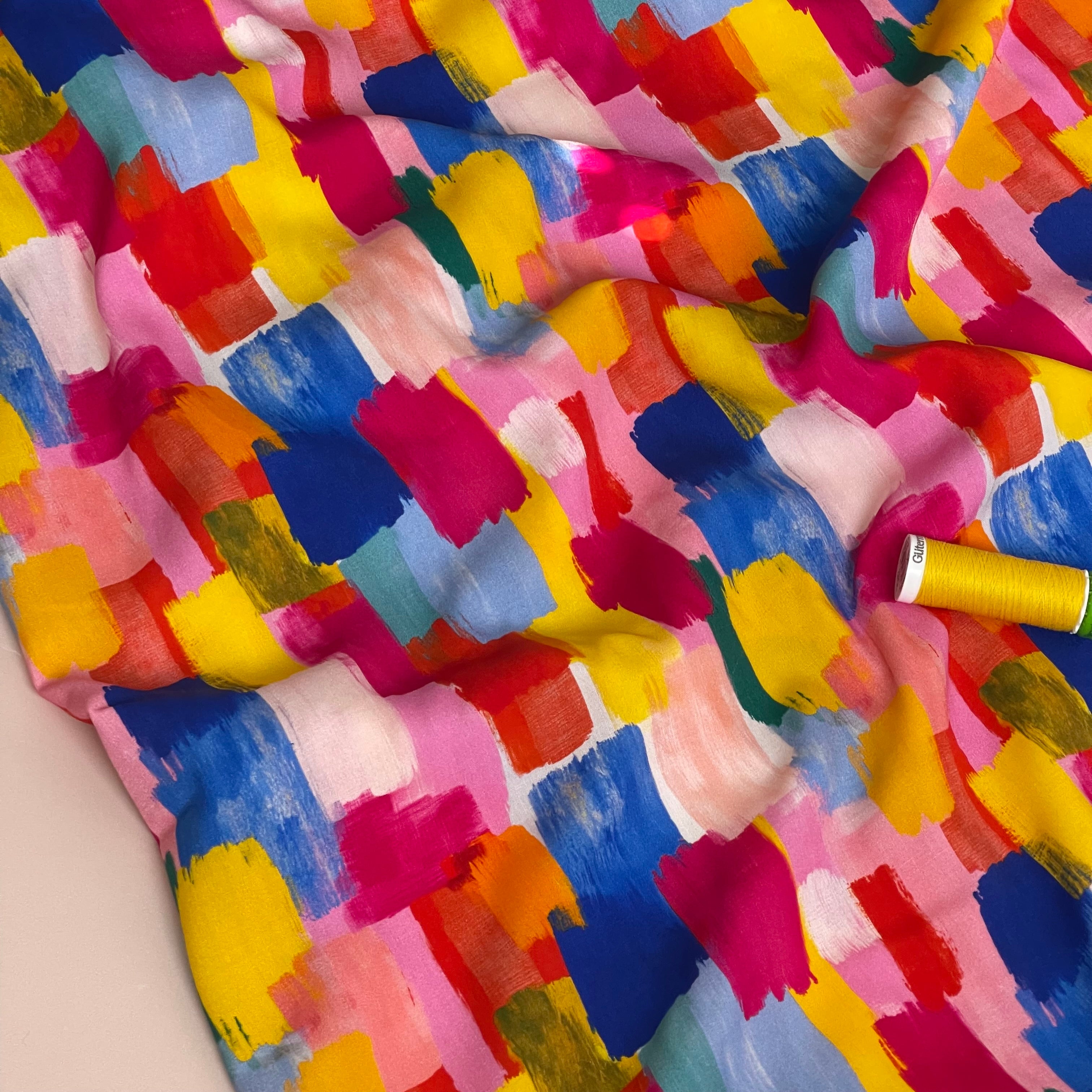 Brushstrokes Viscose Poplin Fabric