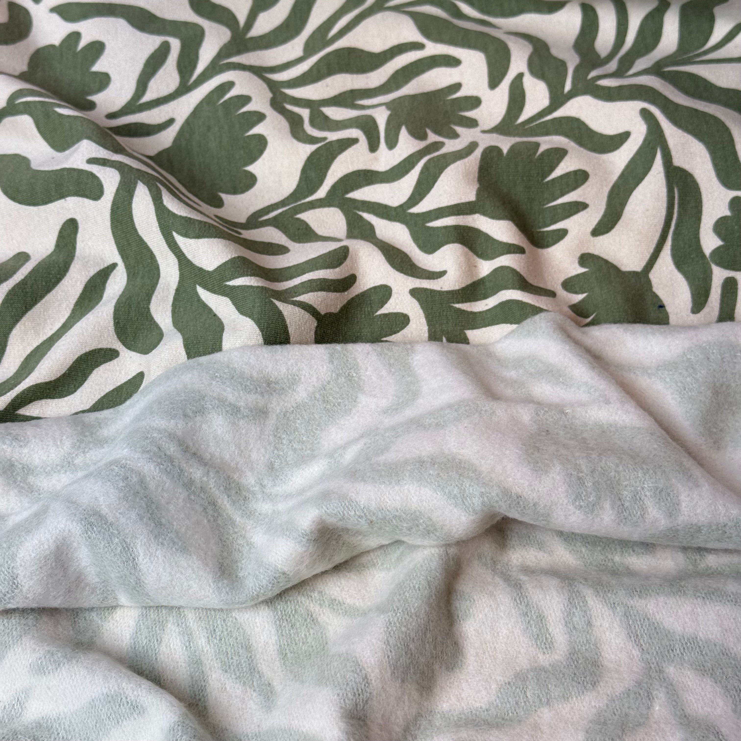 Sage Vines Cotton Sweat-shirting Fabric