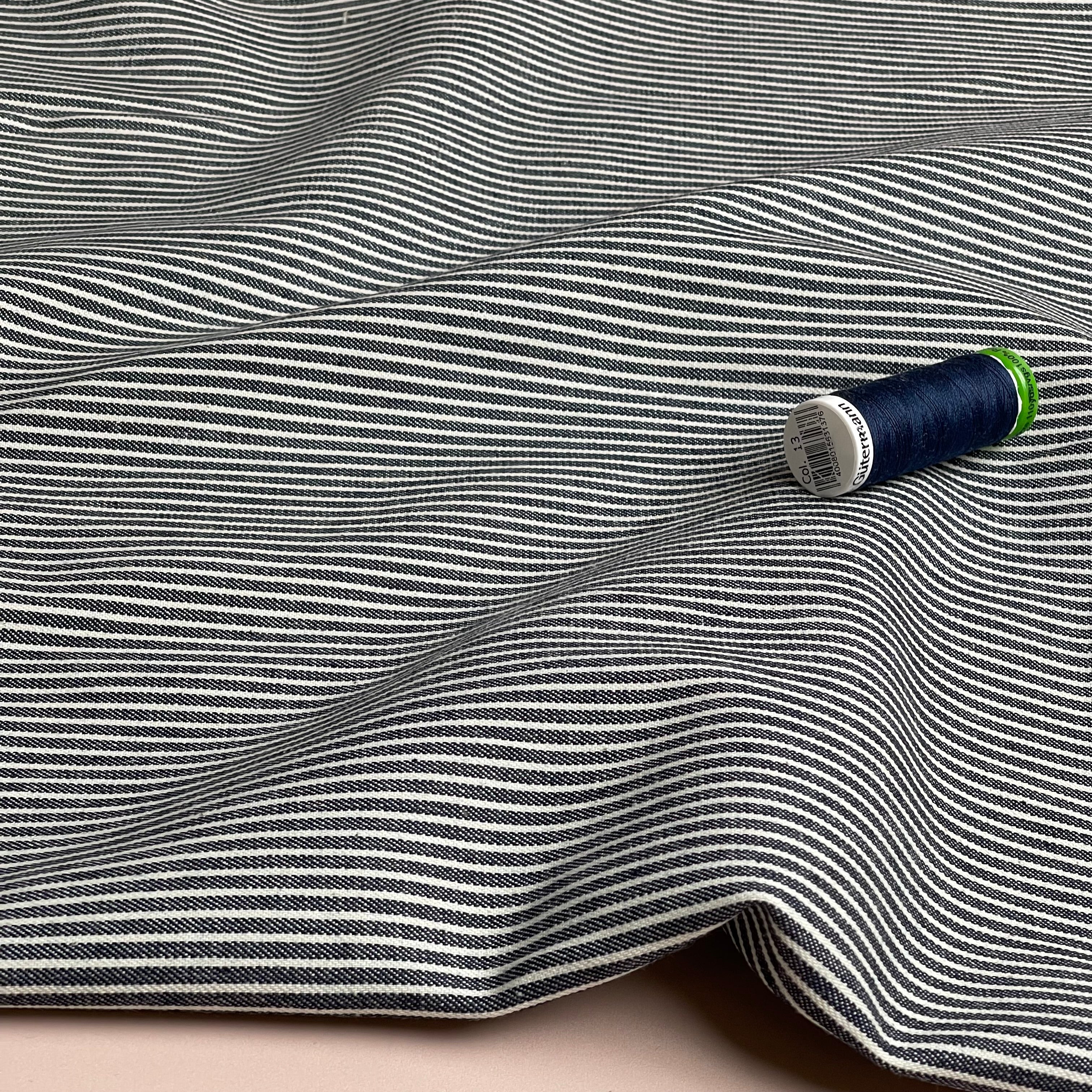 Ex-designer Deadstock Pinstripe Cotton Denim