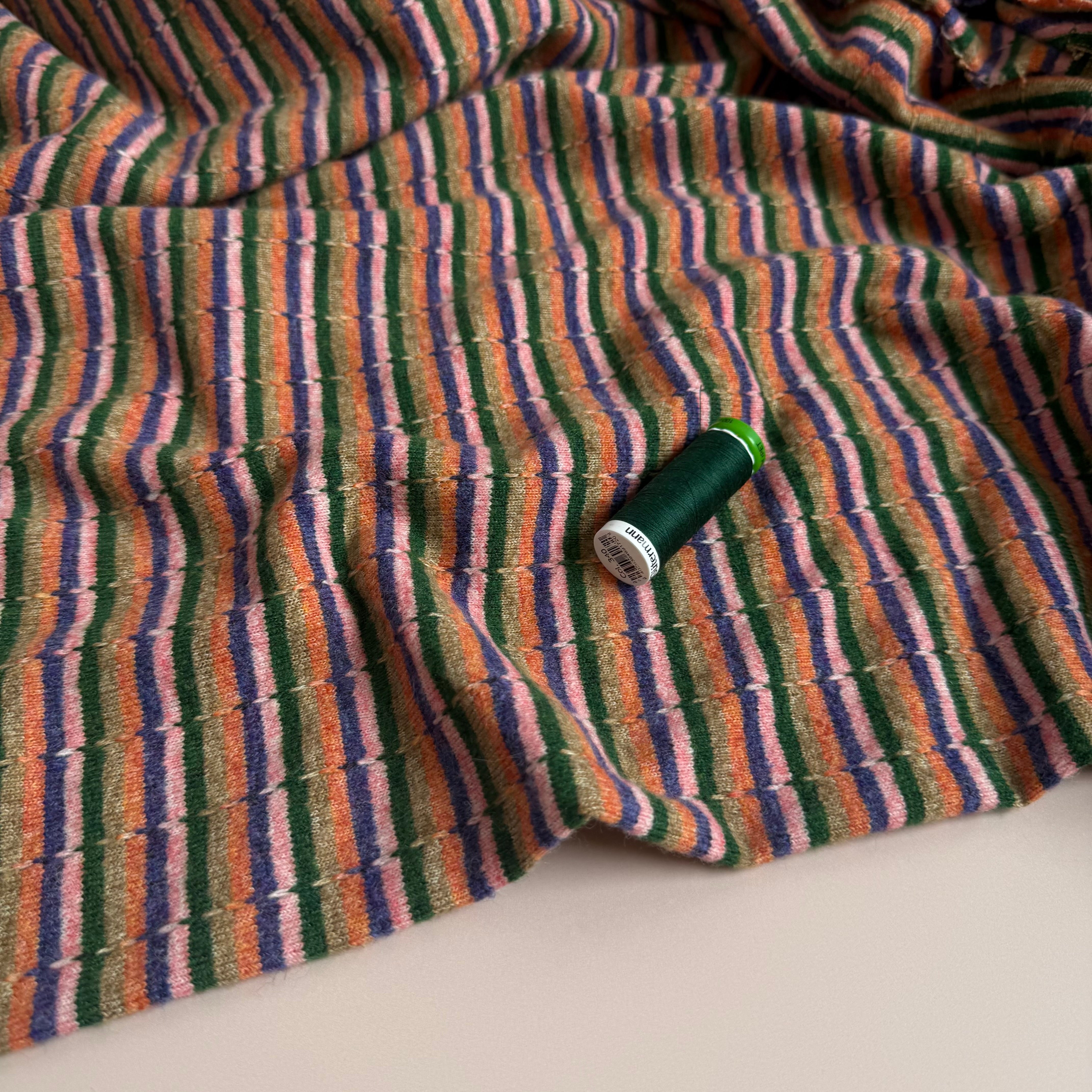 Autumn Stripes Wool Blend Knitted Jacquard