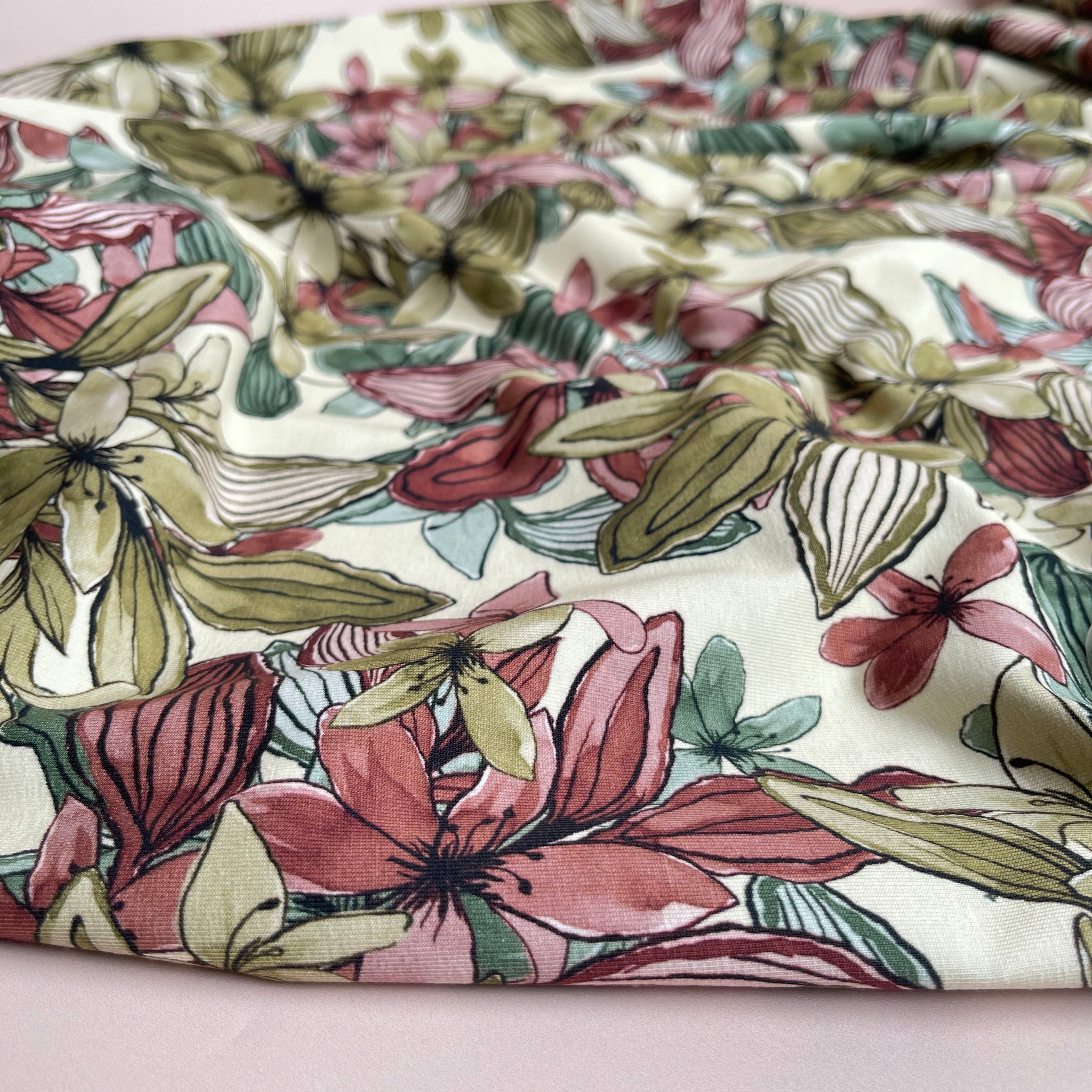 Danish Design - Watercolour Dusky Flowers Cotton Jersey